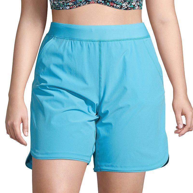 Plus Size Lands' End 9" Quick Dry Swim Board Shorts With Panty, Women's, Size: 18 W, Black Product Image