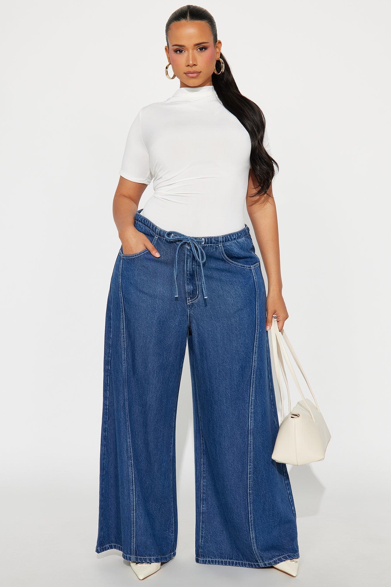 Lovely Day Drapey Wide Leg Jeans - Medium Wash Female Product Image