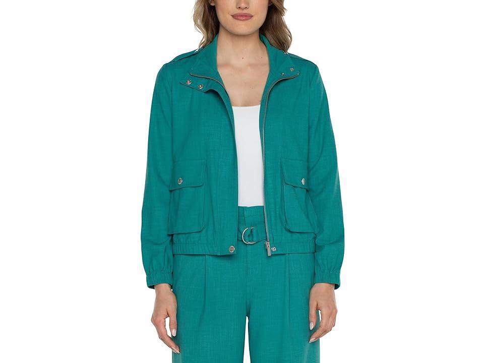 Liverpool Los Angeles Utility Zip Up Jacket Textured Stretch Woven (Dusty Tan) Women's Vest Product Image
