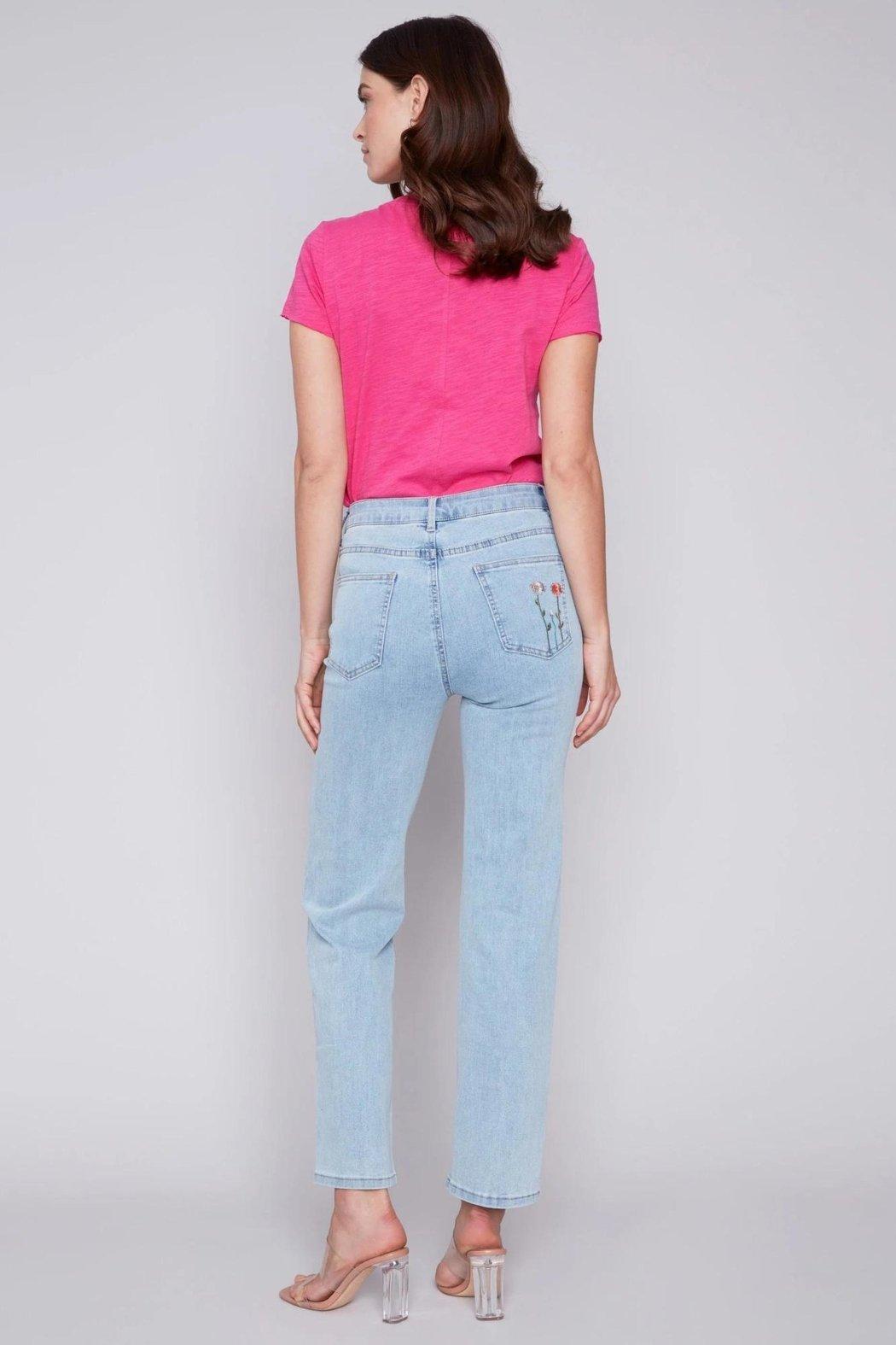 Floral Embroidered Jeans Product Image