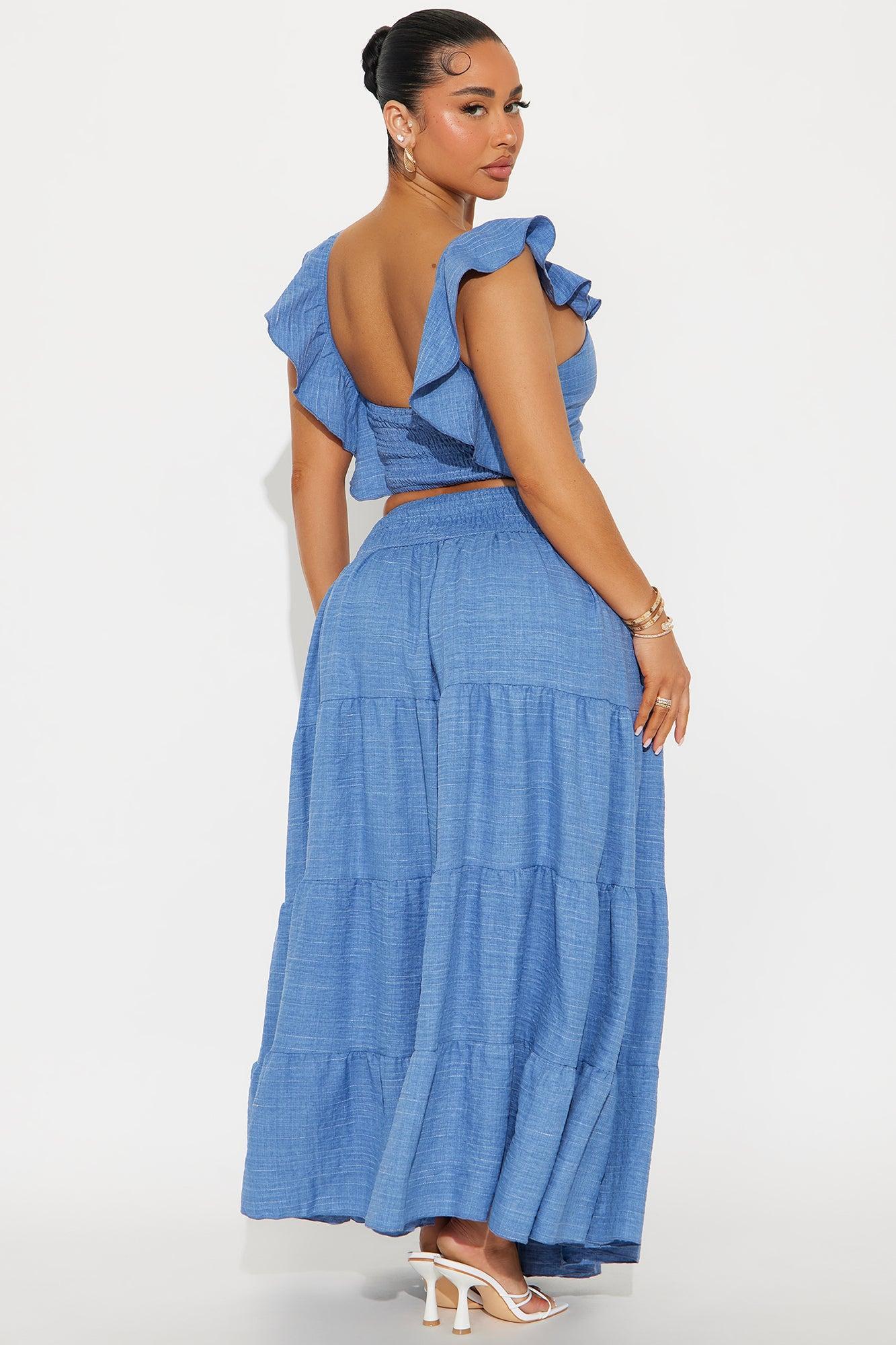 With You Maxi Skirt Set - Blue Product Image