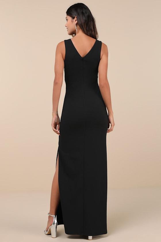A-List Beauty Black Rhinestone Cutout Maxi Dress Product Image