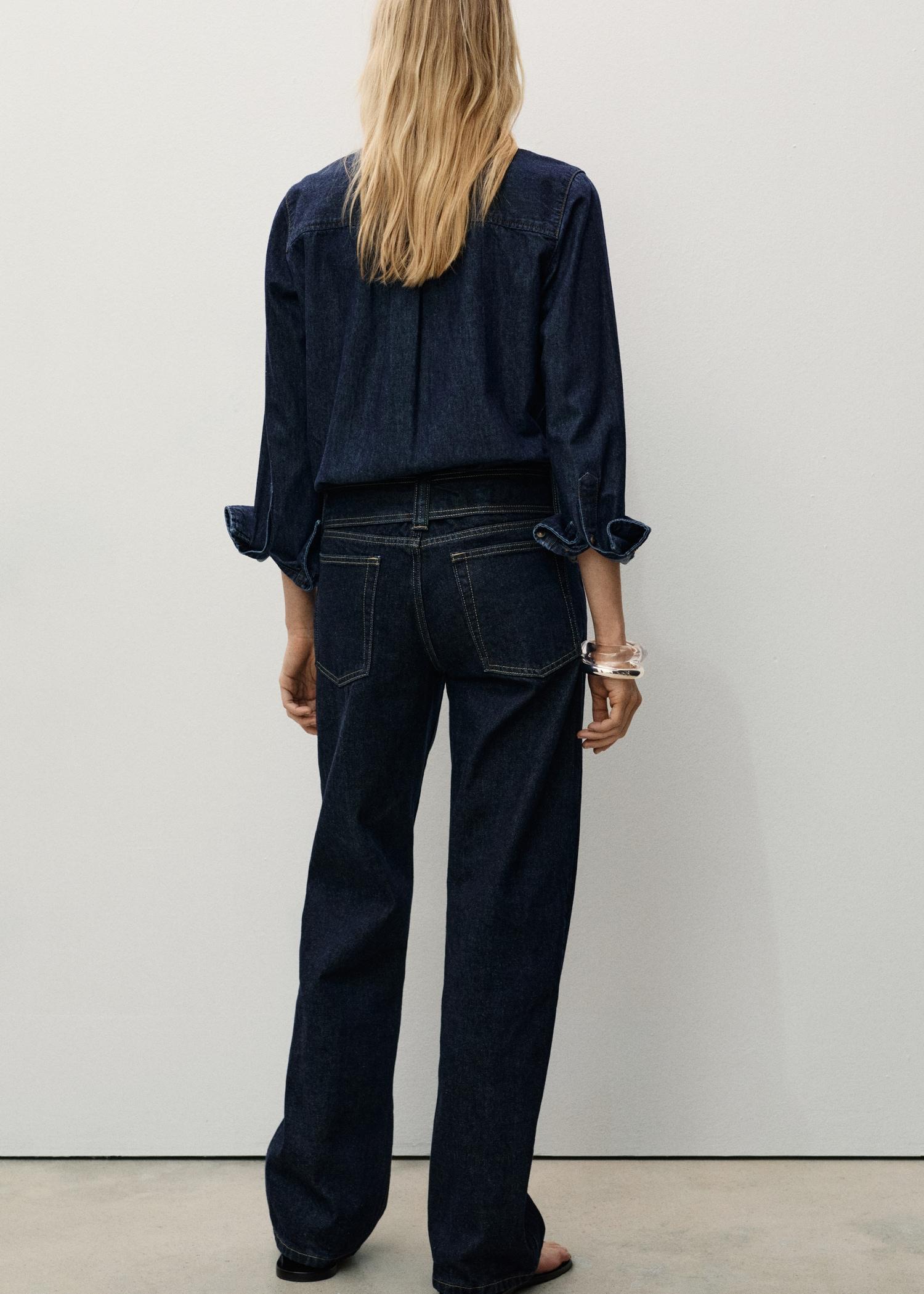 Low-rise straight jeans with belt - Women | MANGO USA Product Image