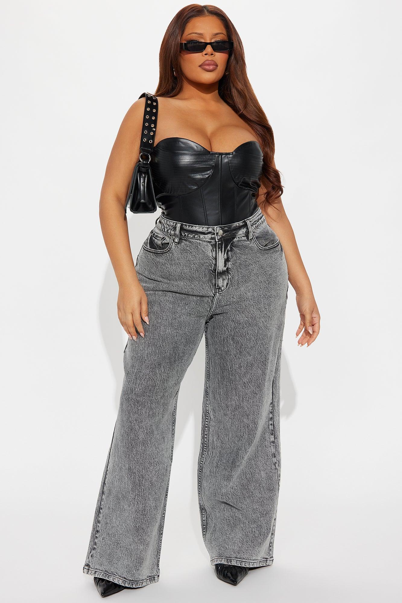 Too Perfect Faux Leather Corset Top - Black Product Image