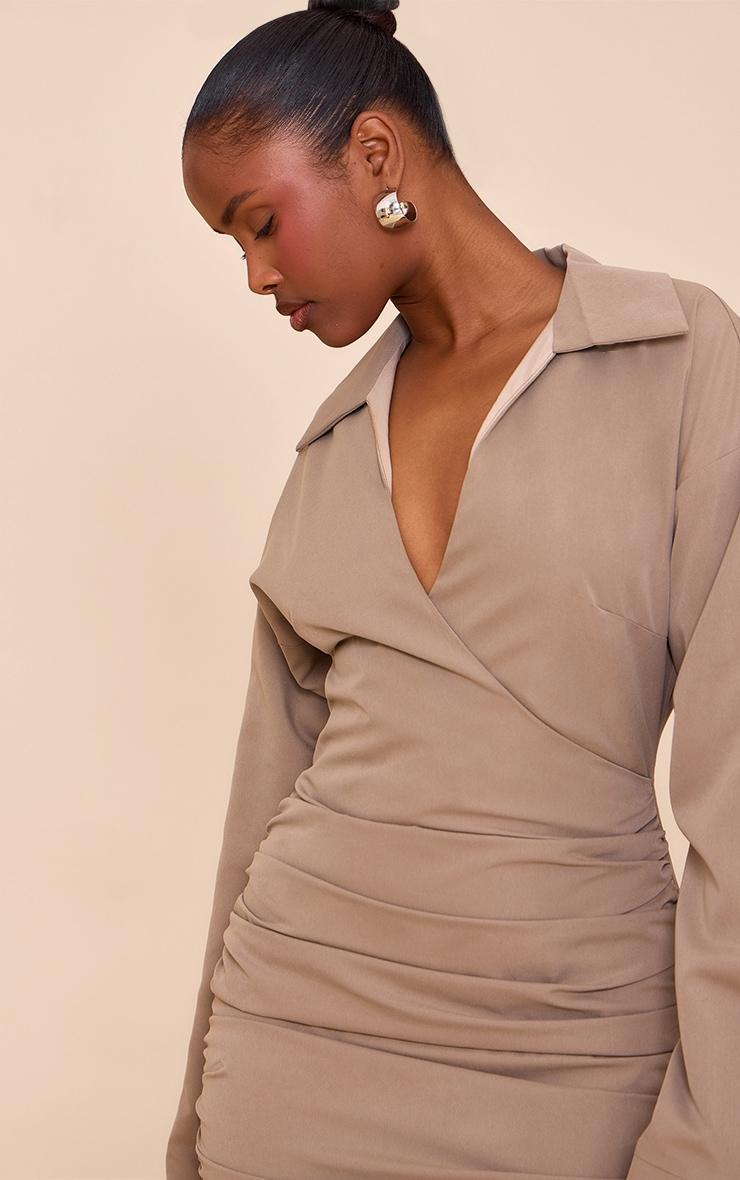 Mushroom Plunge Deep Cuff Shirt Dress Product Image