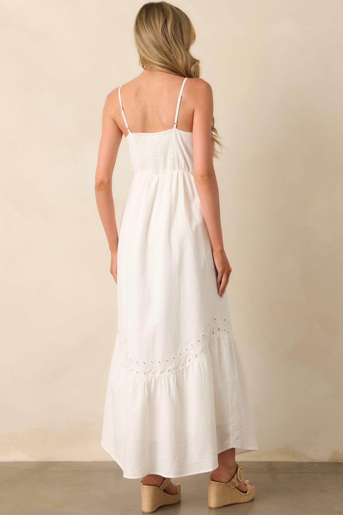 Z Supply White Citadelle Embroidered Linen Maxi Dress Product Image