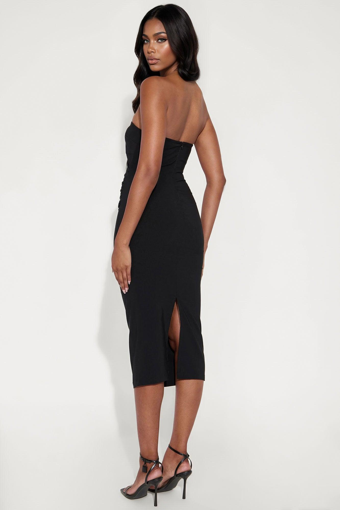 Loretta Strapless Midi Dress - Black Product Image