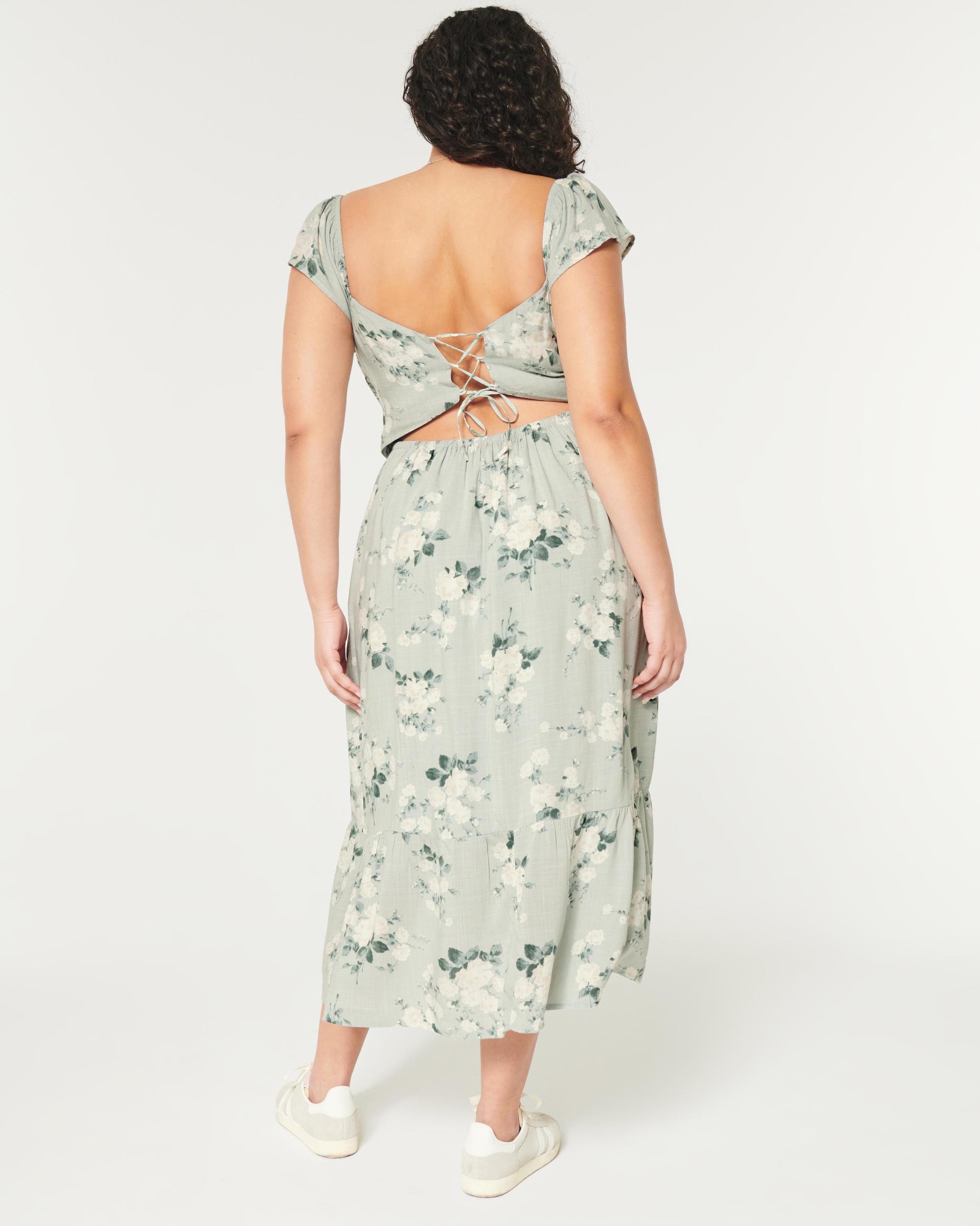 Lace-Up Back Midi Dress Product Image