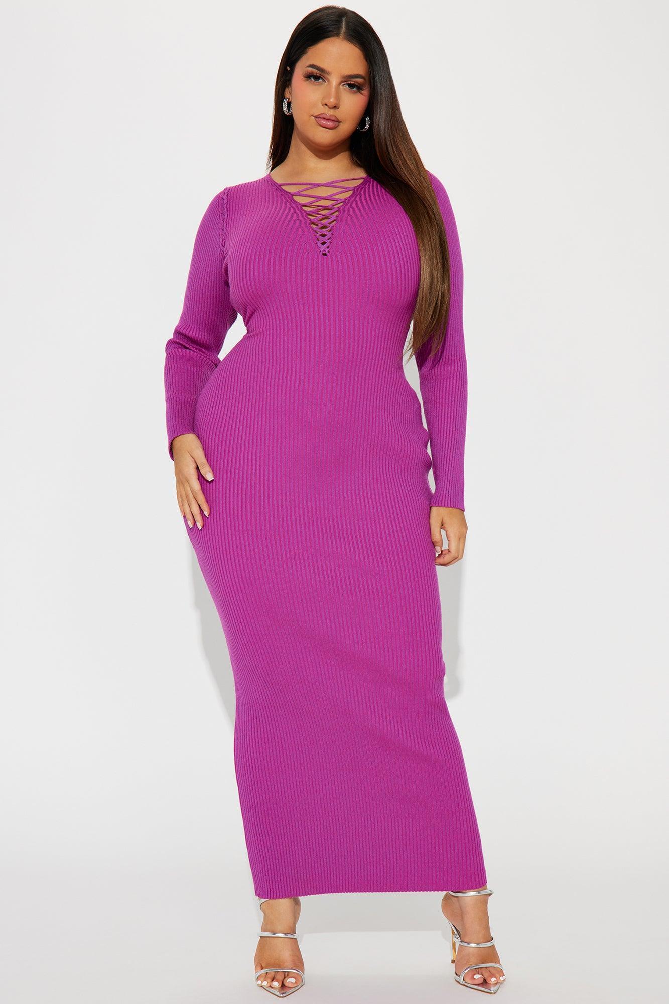 Sara Sweater Maxi Dress - Magenta Female Product Image