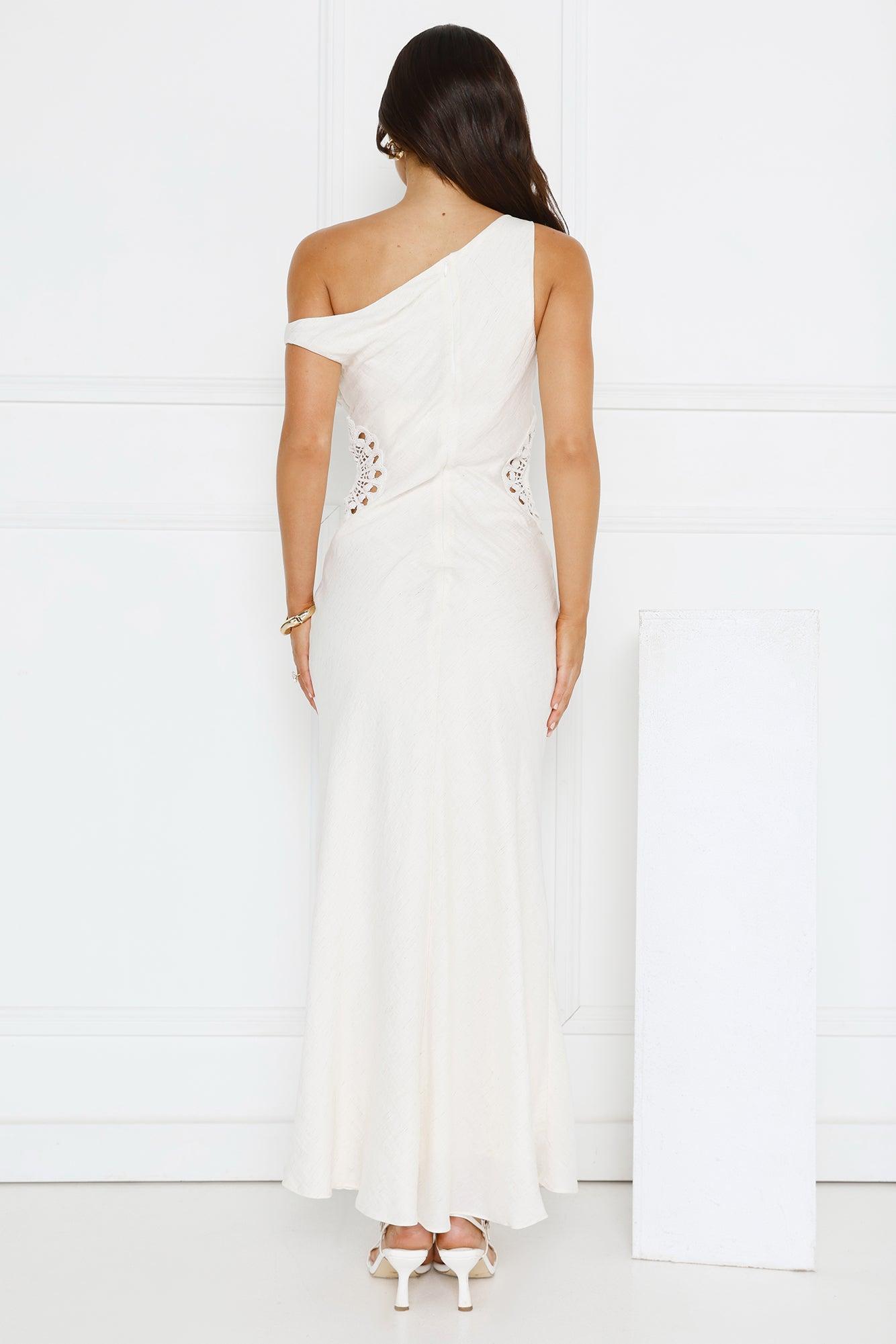 Pure Magic Linen Blend Off Shoulder Maxi Dress Cream Product Image