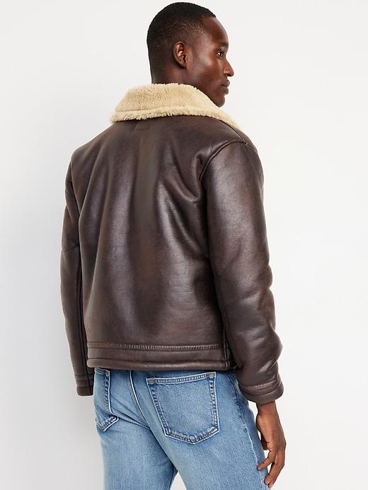 Faux-Leather Aviator Jacket Product Image