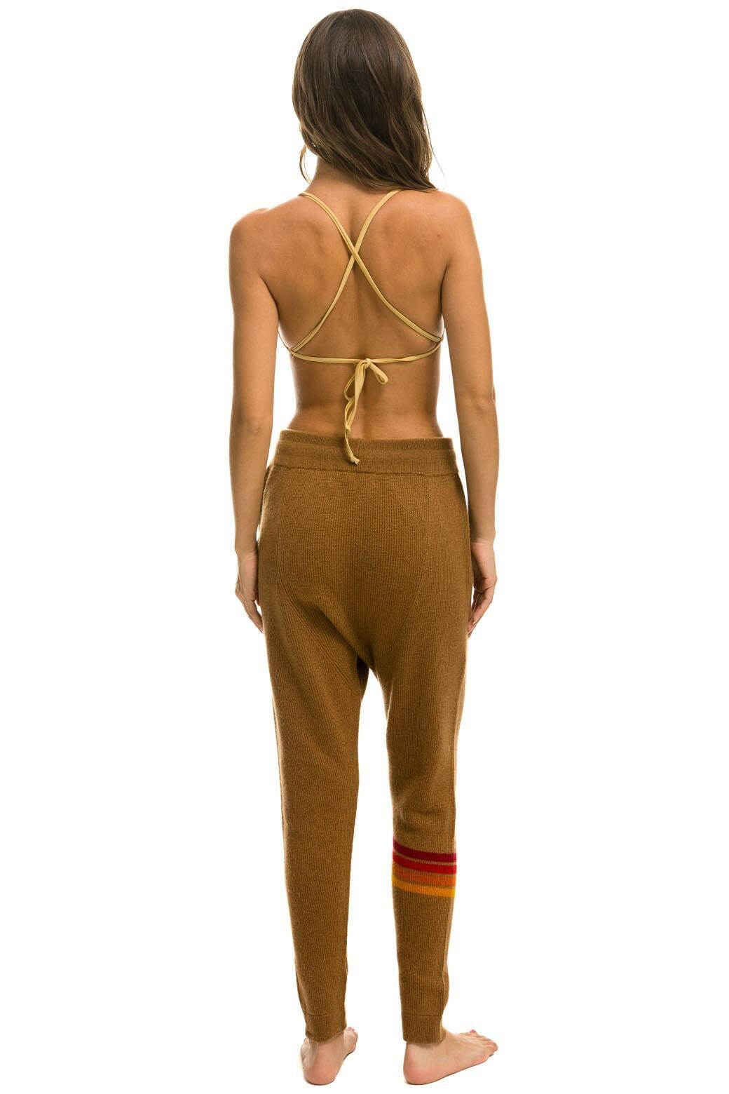 RAINBOW 4 STRIPE CASHMERE RELAXED FIT PANT - BUTTERSCOTCH Female Product Image
