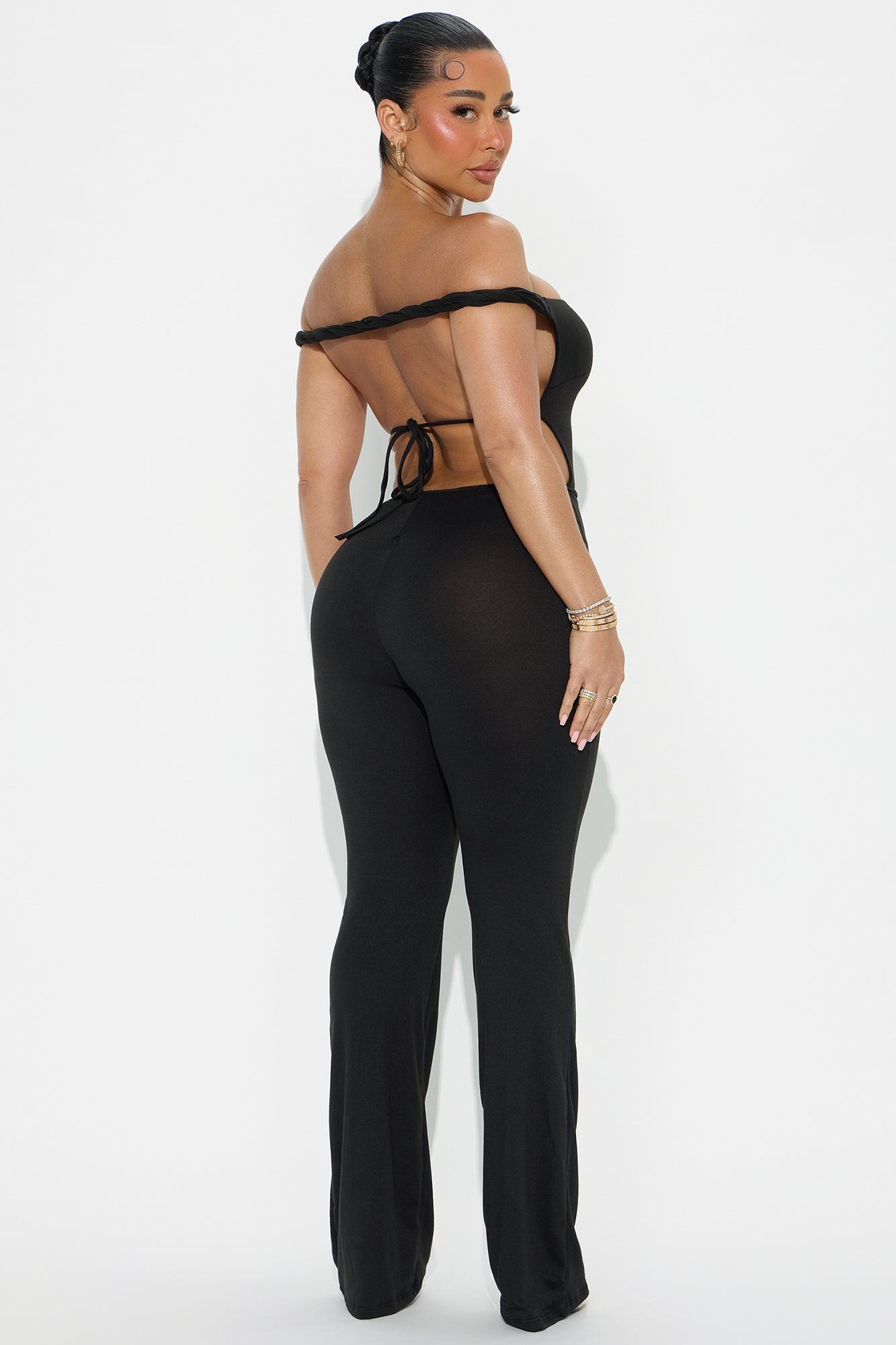 Arabella Off Shoulder Flare Jumpsuit - Black Product Image
