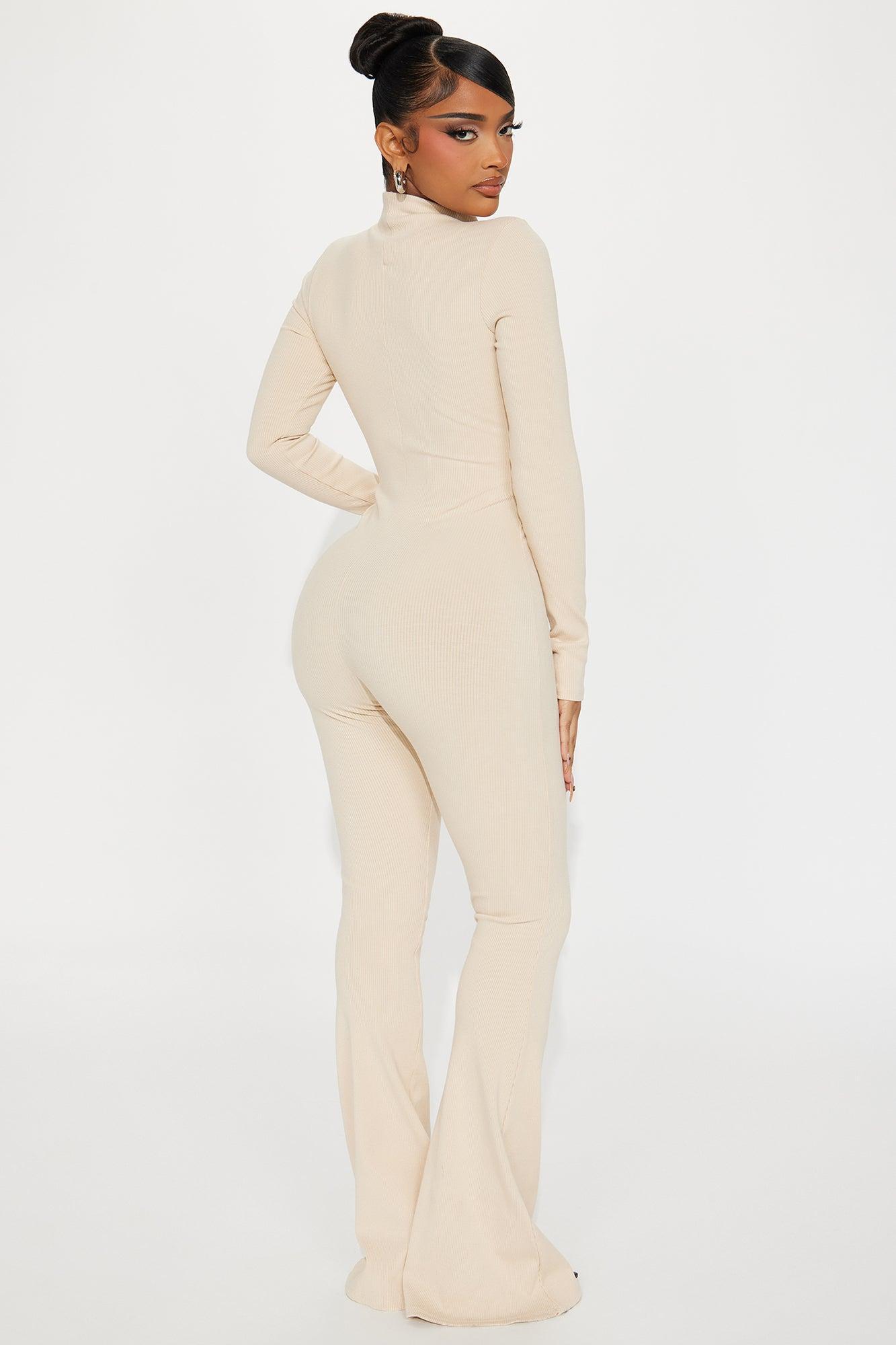 Sabrina Snatched Flare Jumpsuit - Cream Product Image
