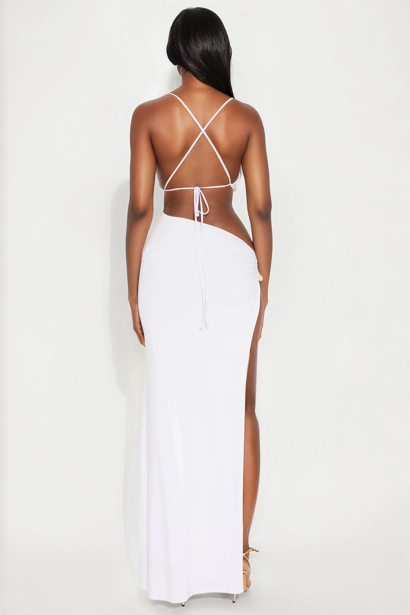 Over You Cut Out Maxi Dress - White Product Image