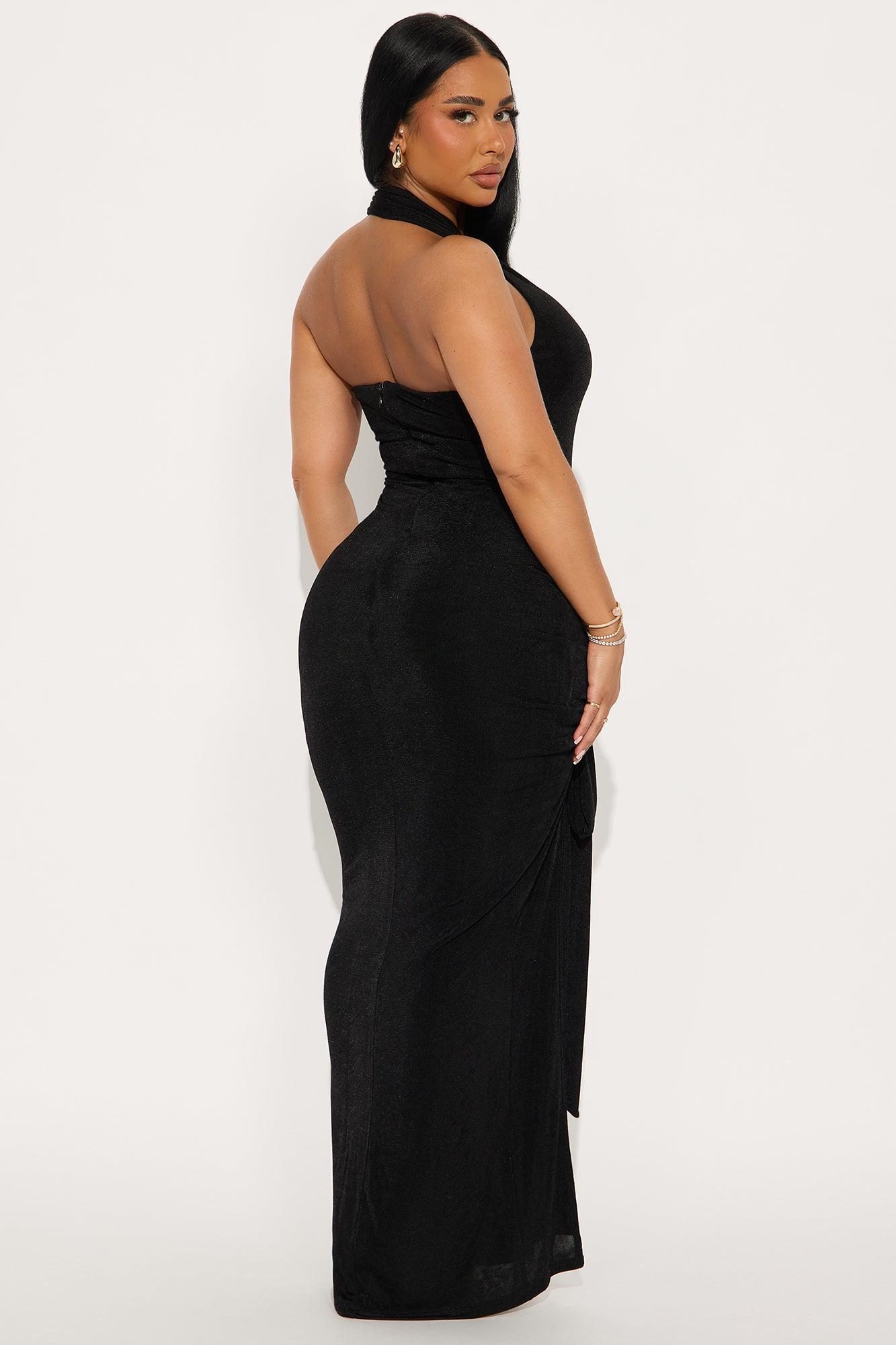 Kara Slinky Ruched Halter Maxi Dress - Black Female Product Image