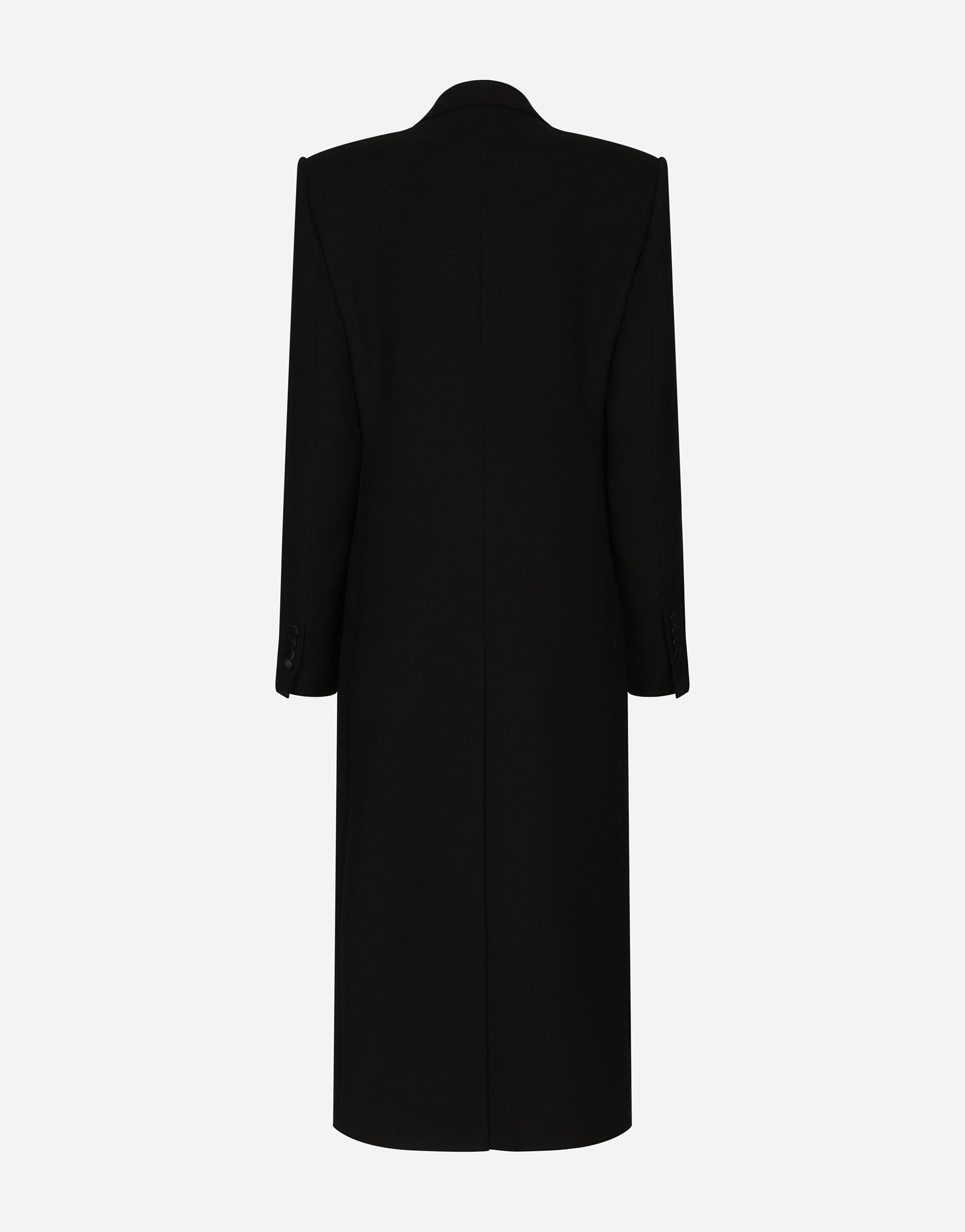 DOLCE & GABBANA Long Single-breasted Wool Tuxedo Coat In Black Product Image