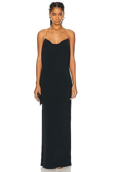 BOTTEGA VENETA Double Viscose Knit Long Dress W/ Chain In Black Product Image