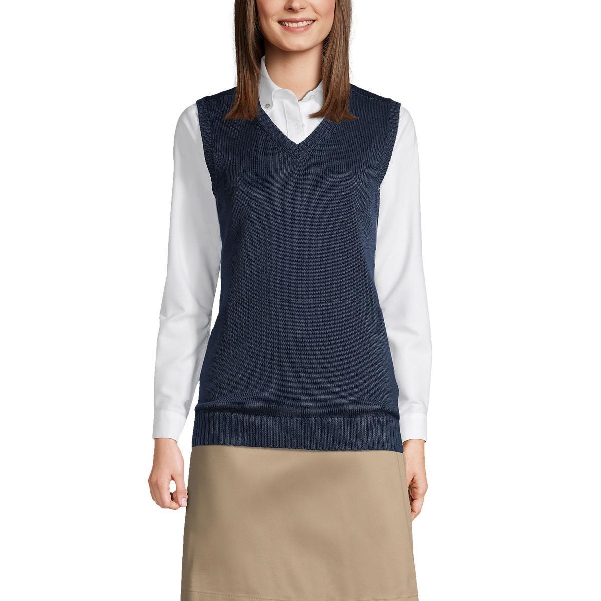 Women's Lands' End Sweater Vest, Size: Medium, Classic Blue Product Image