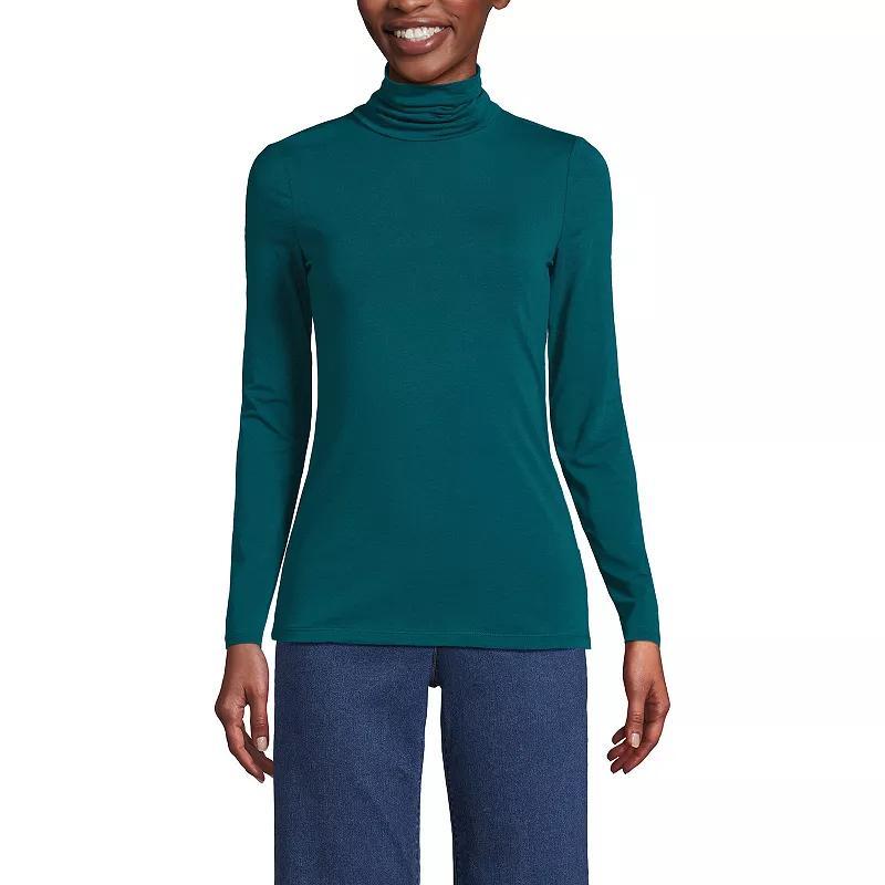 Women's Lands' End Lightweight Fitted Turtleneck, Size: Large, Pink Fog Product Image