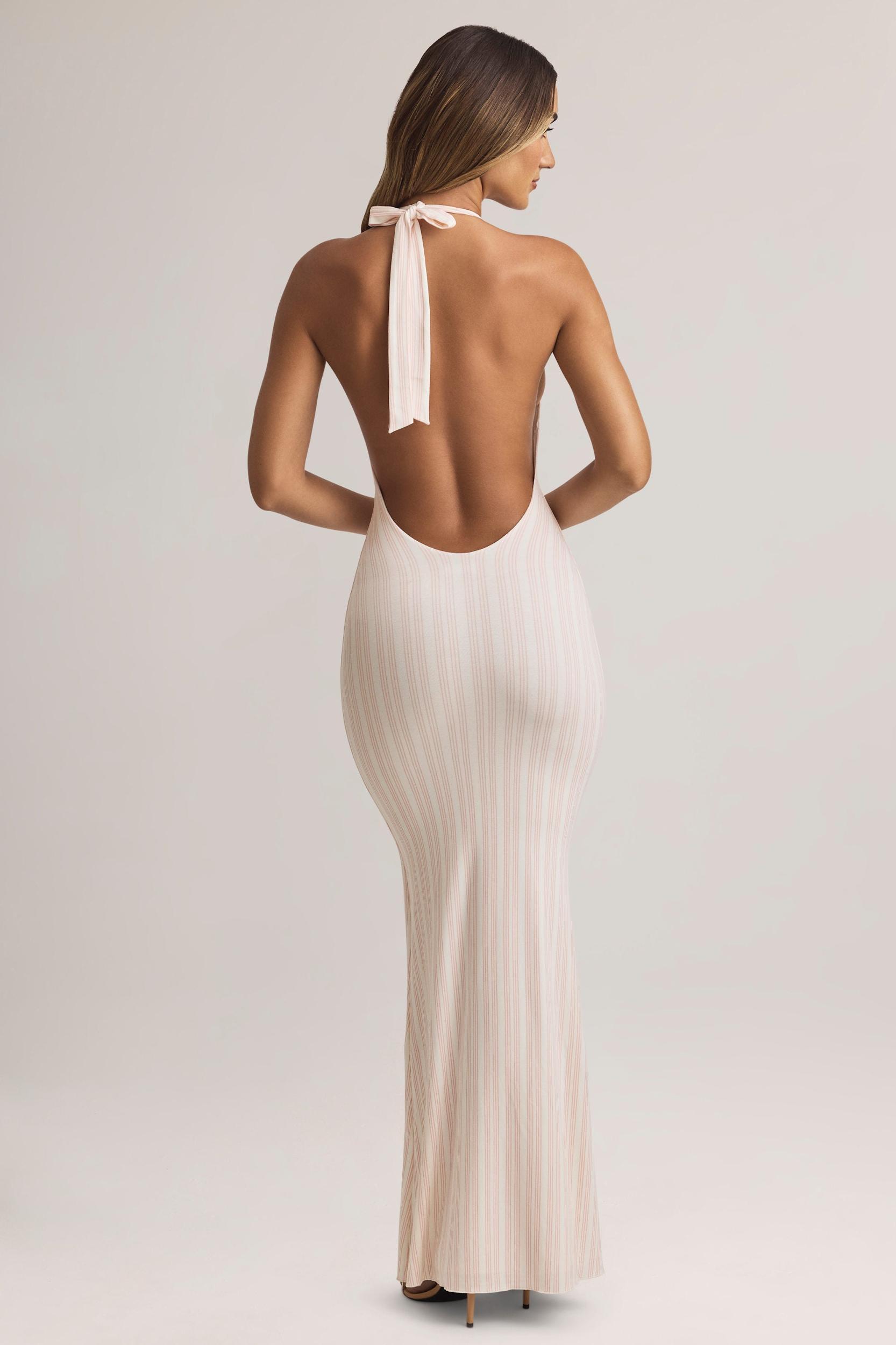 Modal Halterneck Maxi Dress in Stripe Print Product Image