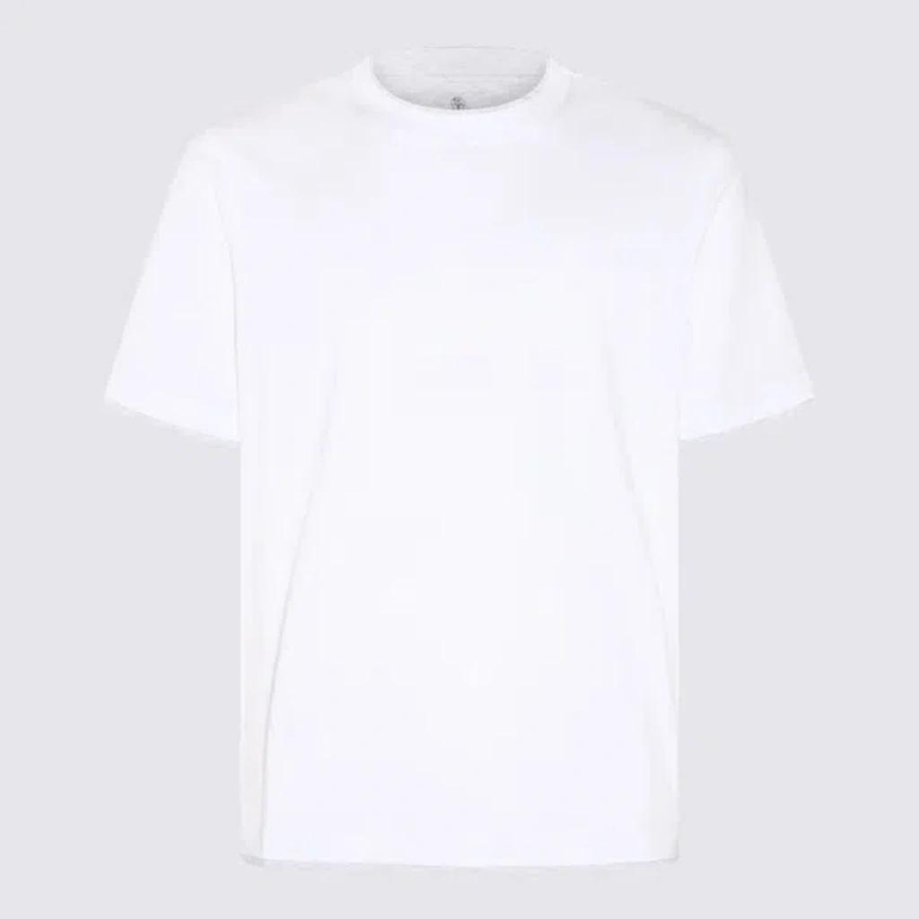 BRUNELLO CUCINELLI White Cotton T-shirt In Multicolor Product Image