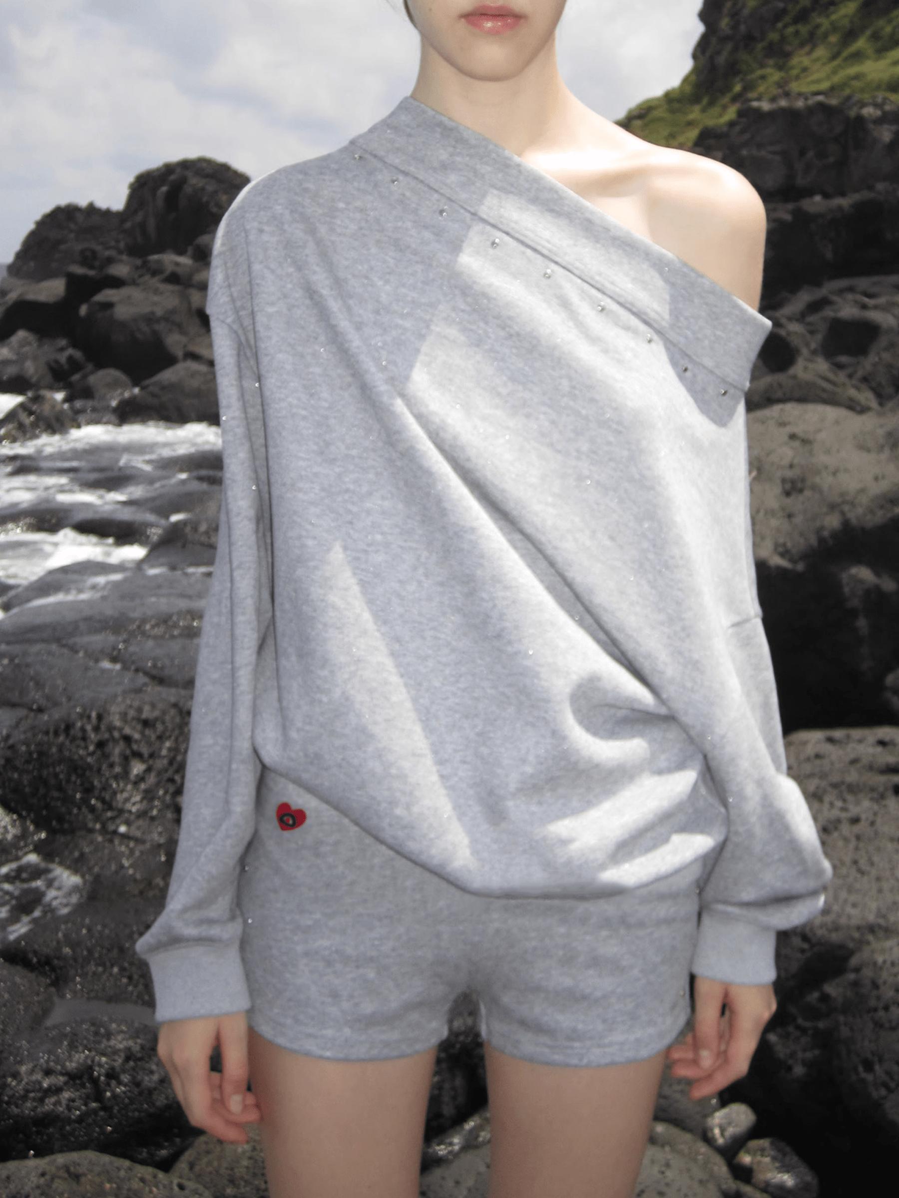 Aelfric Eden Rivet Off the Shoulder Sweatshirt Female Product Image