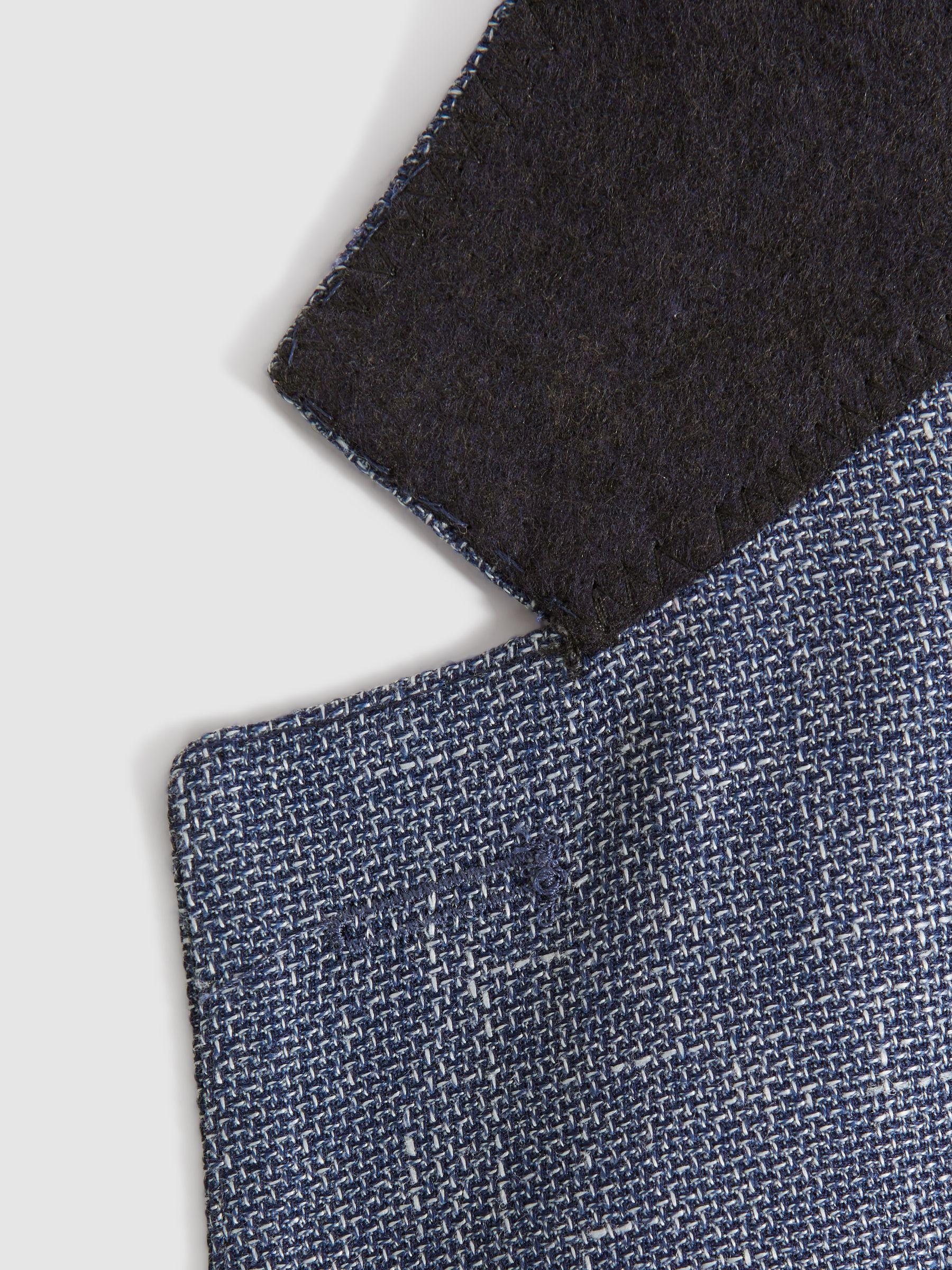 Slim Fit Single Breasted Wool Blend Blazer in Indigo Product Image
