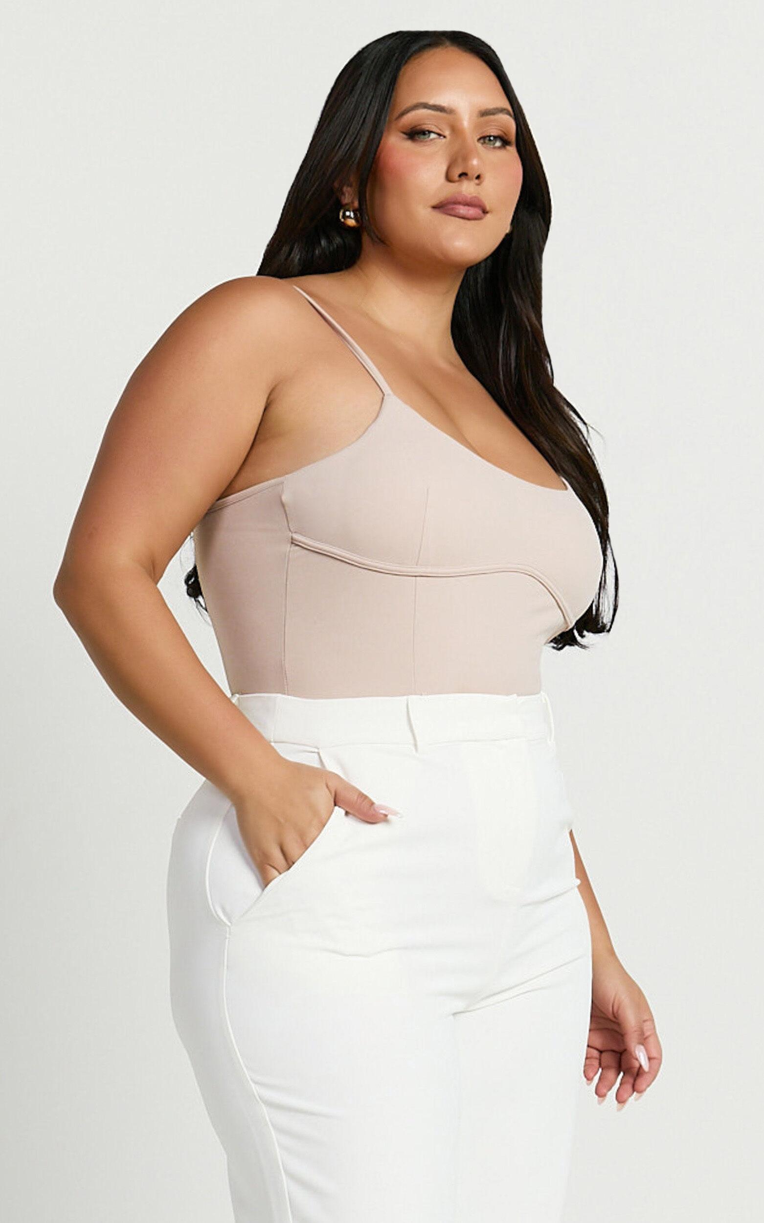 Daramie Bodysuit - Underbust Detail Bodysuit in Sand Product Image