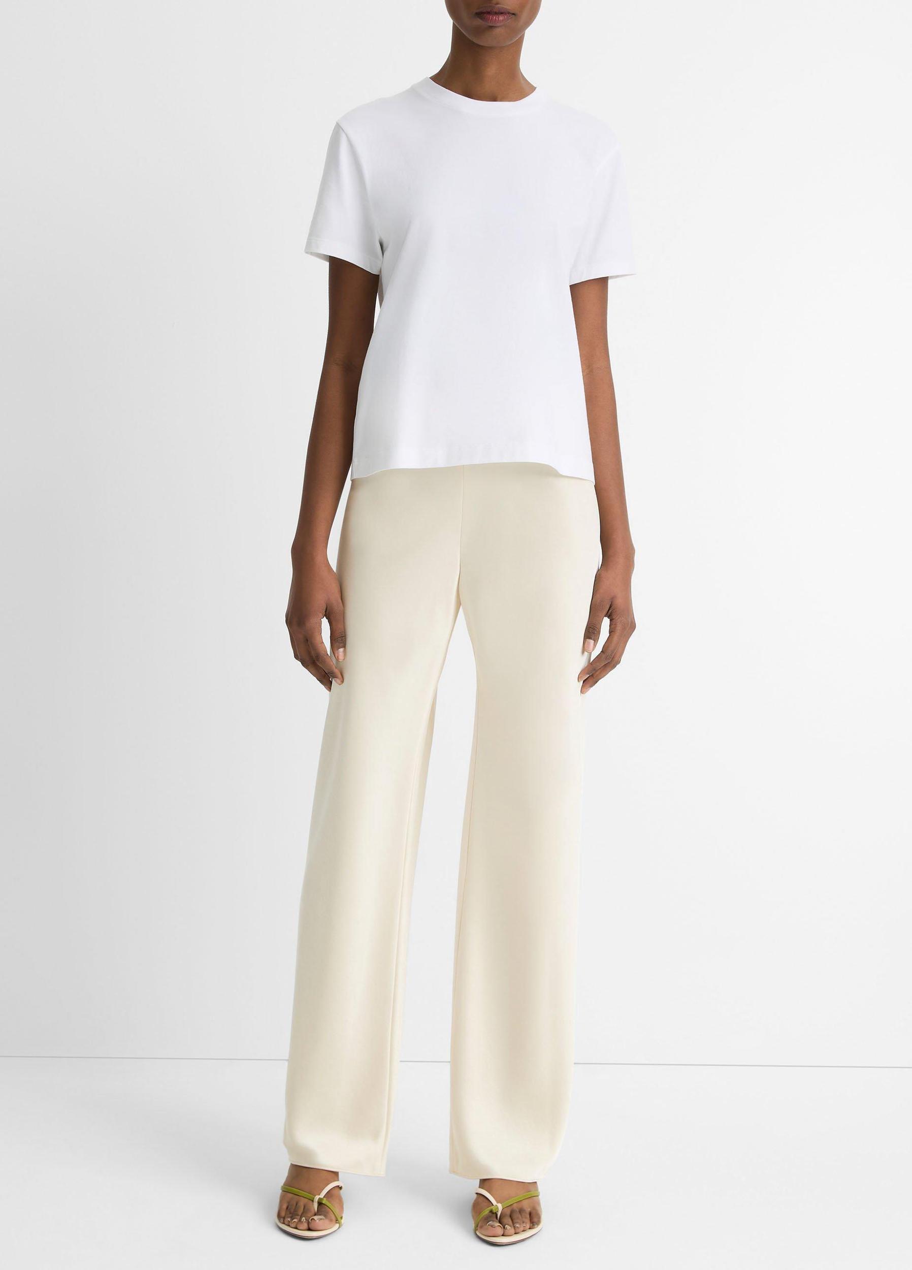 Womens Pima Cotton Crew Neck T-Shirt, Optic White, Size XS Vince Product Image