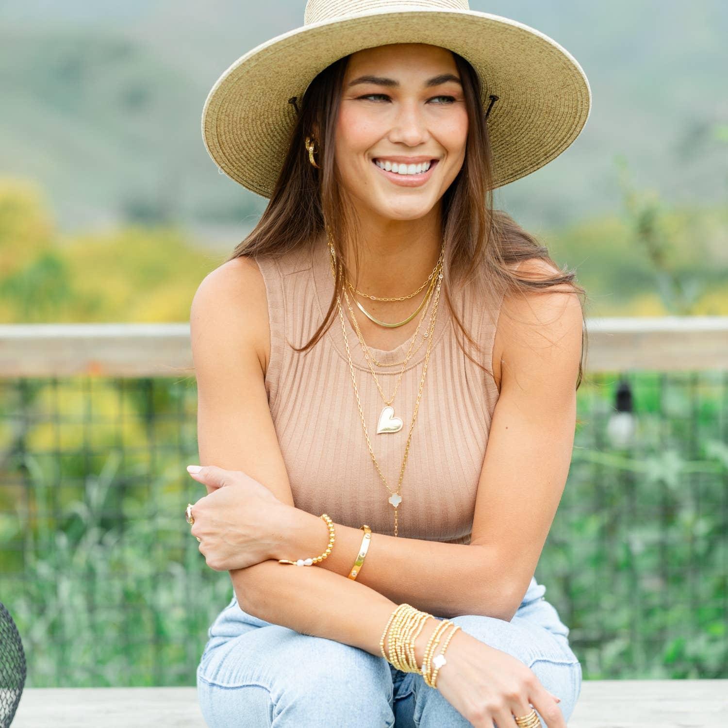 Pave Angled Heart Paperclip Chain Necklace Product Image