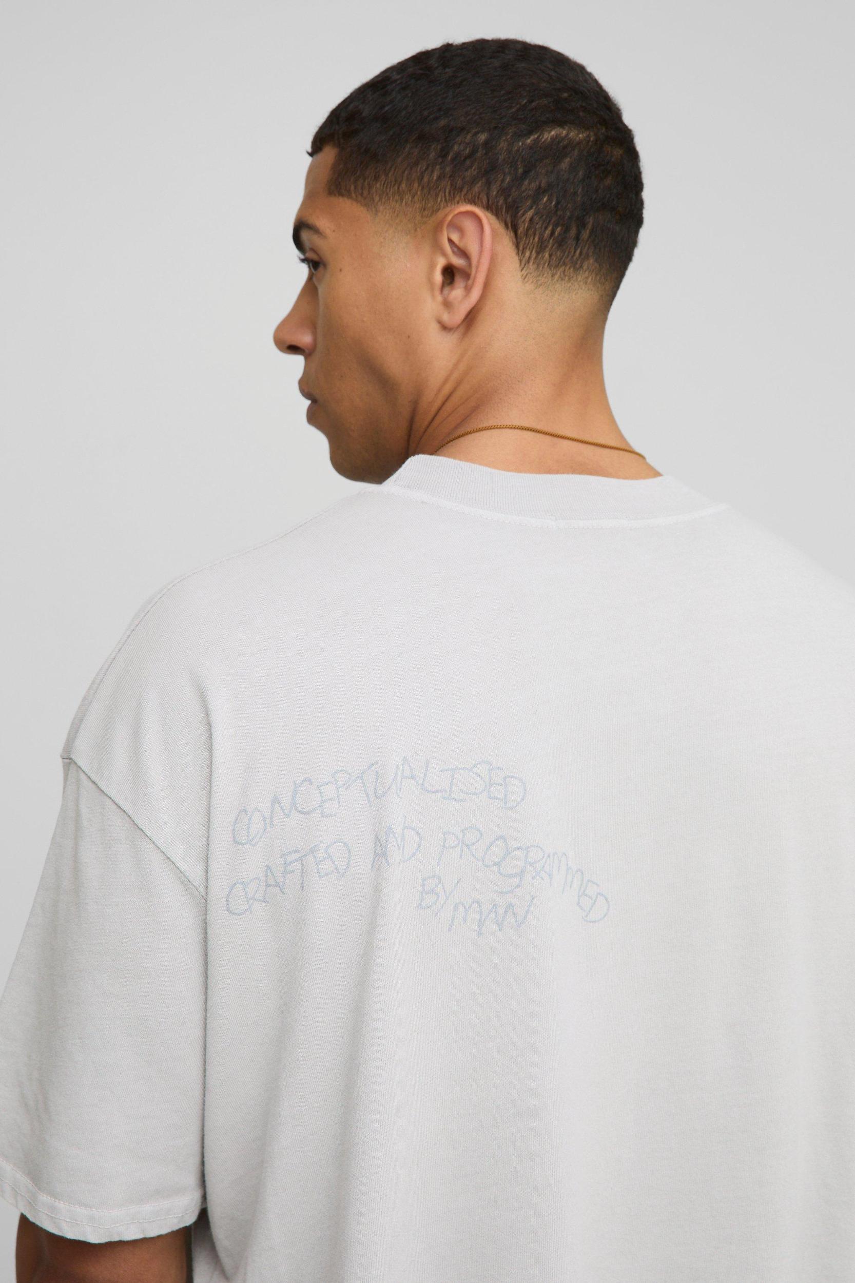 Stone Oversized Extended Neck Rodeo Graphic T-Shirt | boohooMAN USA Product Image