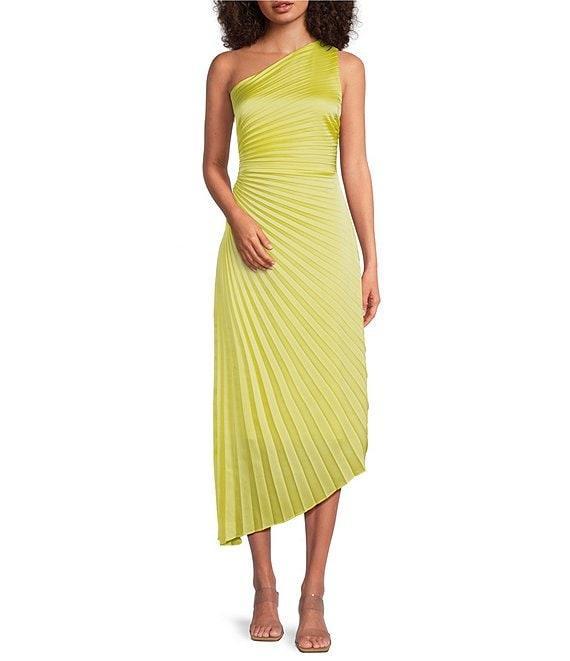 Belle by Badgley Mischka Kelsey Sleeveless One Shoulder Asymmetric Fit and Flare Dress Product Image