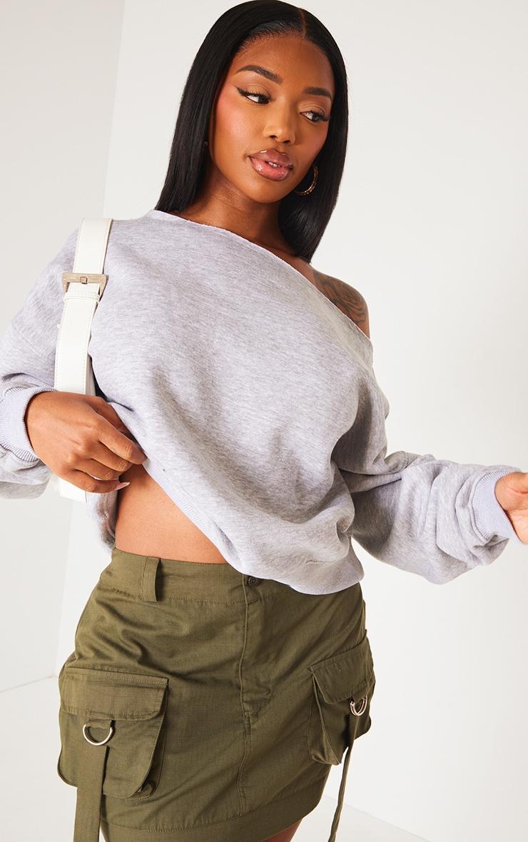 Shape Grey Marl Sweat Raw Edge Slouch Sweatshirt Product Image