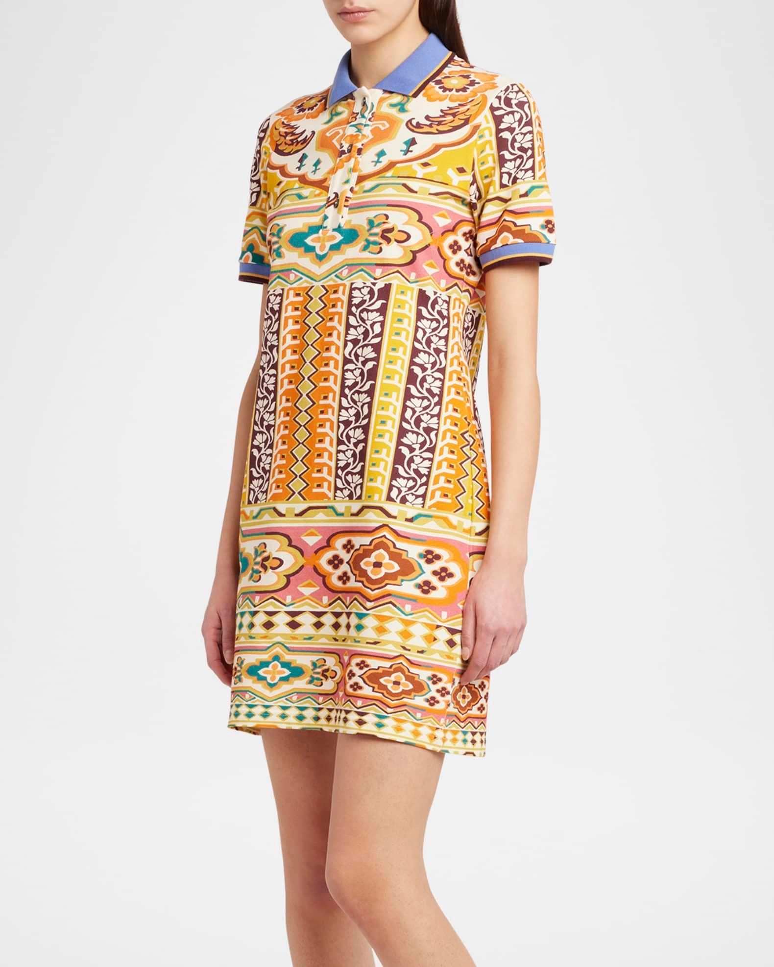 Tapestry Short-Sleeve Mini Polo Dress Product Image