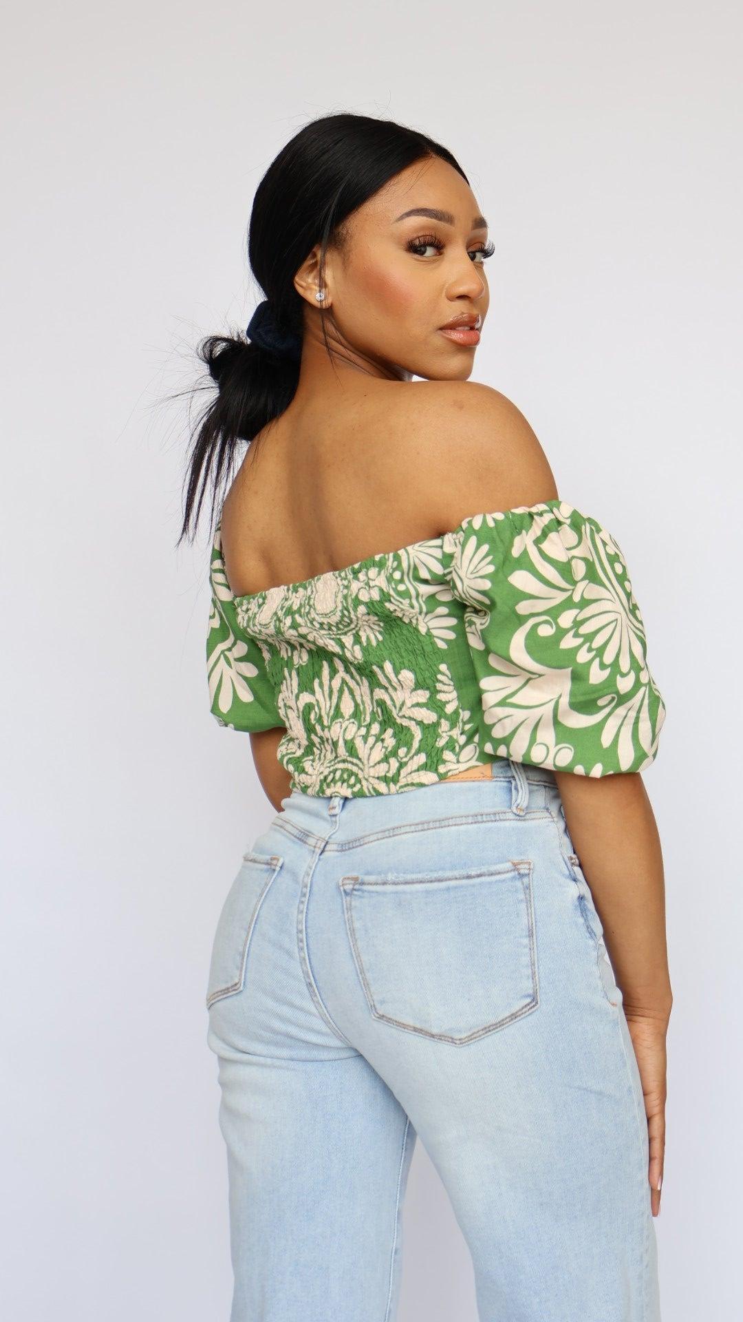 Floral Puff Sleeve Crop Top Product Image