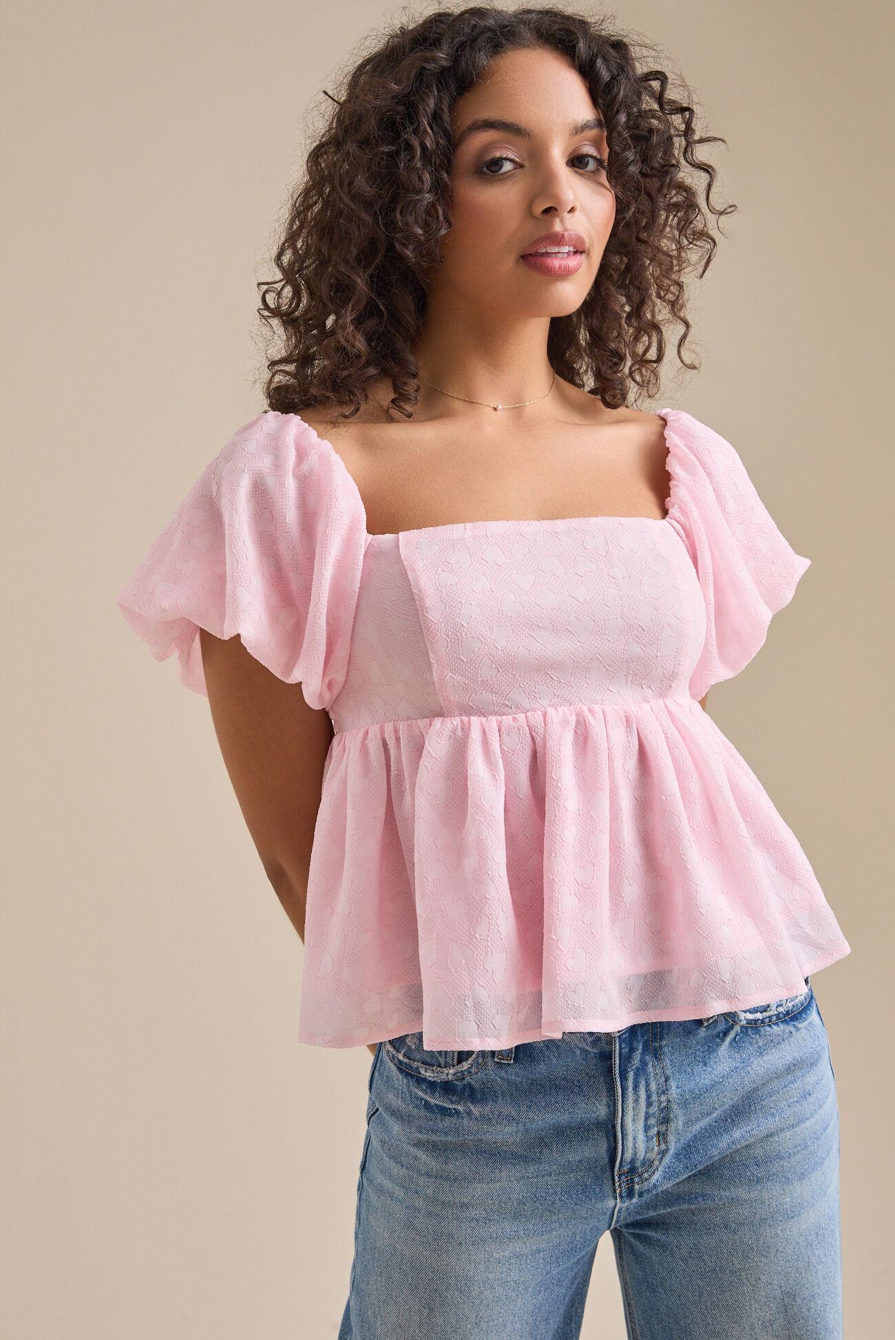 Anne Textured Heart Babydoll Top Product Image