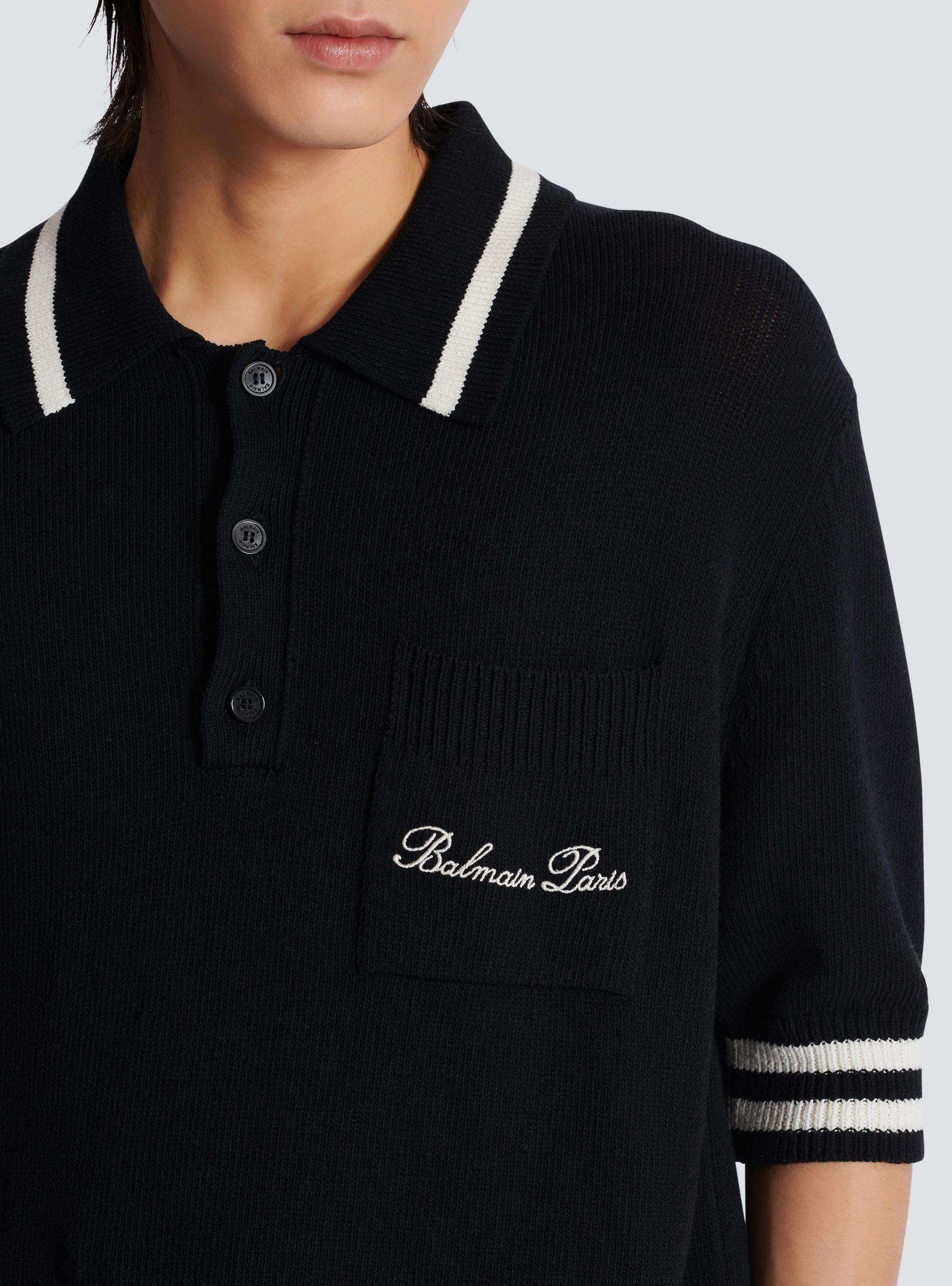 Wool polo shirt with Balmain Signature embroidery Product Image