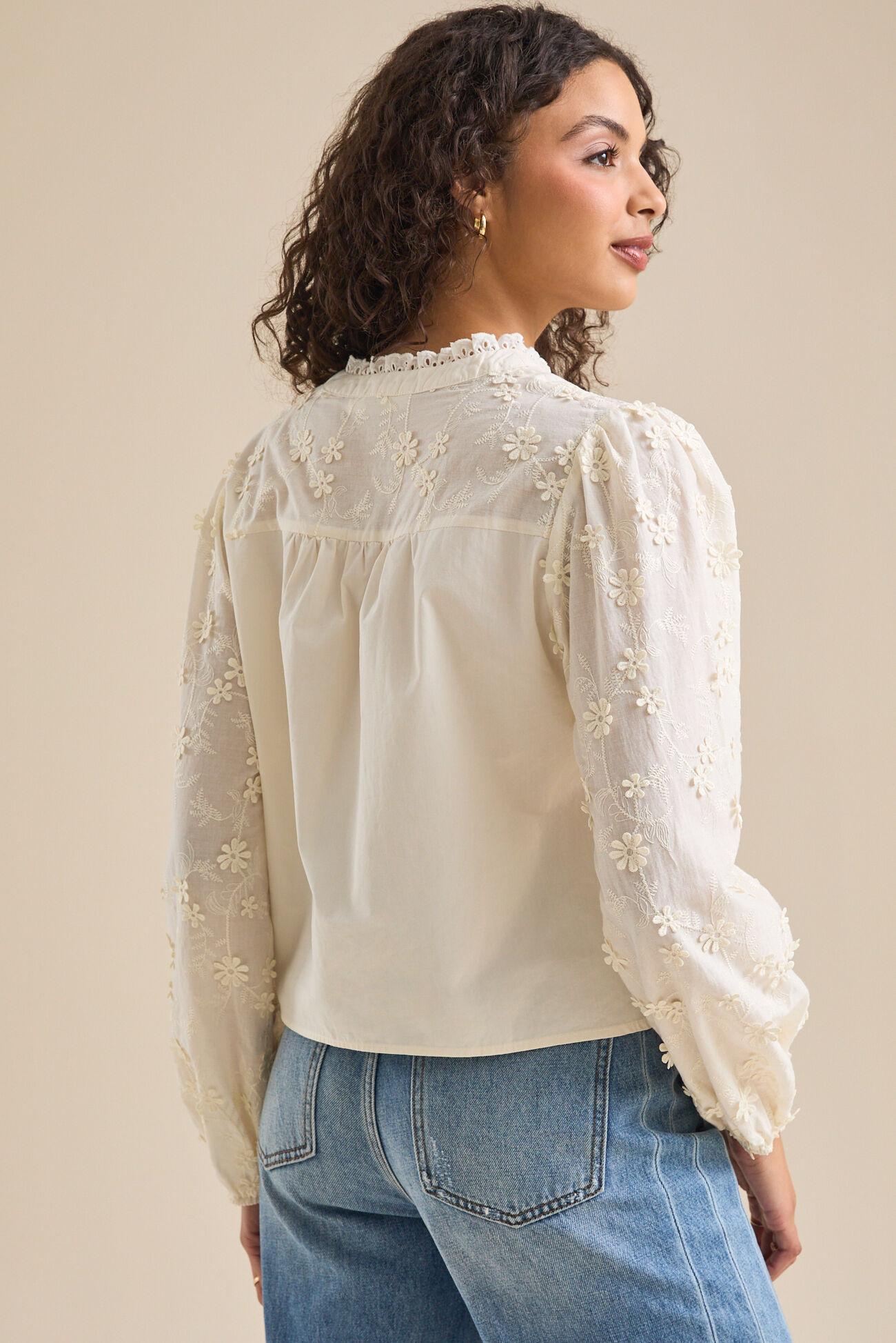 Mallory Embroidered Button-Up Blouse Product Image