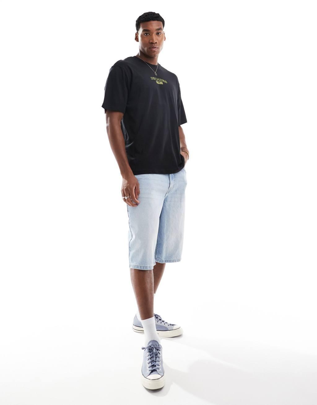ONLY & SONS relaxed fit t-shirt with decades back print in black Product Image