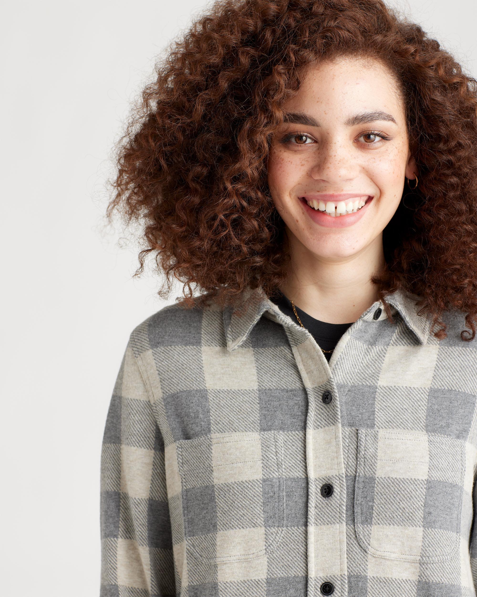 Quince | Women's Stretch Sweater Fleece Shirt in Taupe, Recycled Polyester Product Image