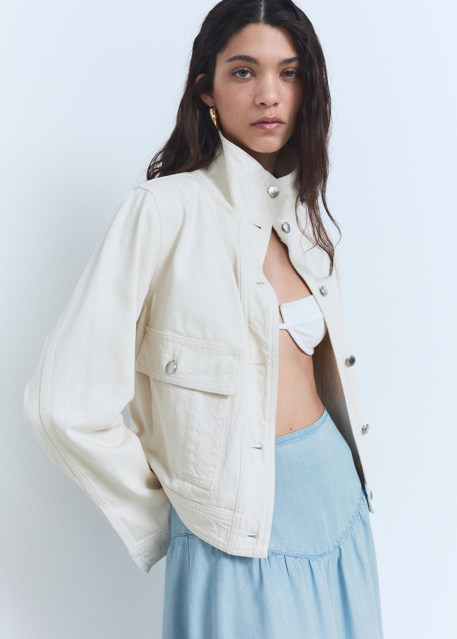 Soft denim midi-skirt with gathered detail - Women | MANGO USA Product Image