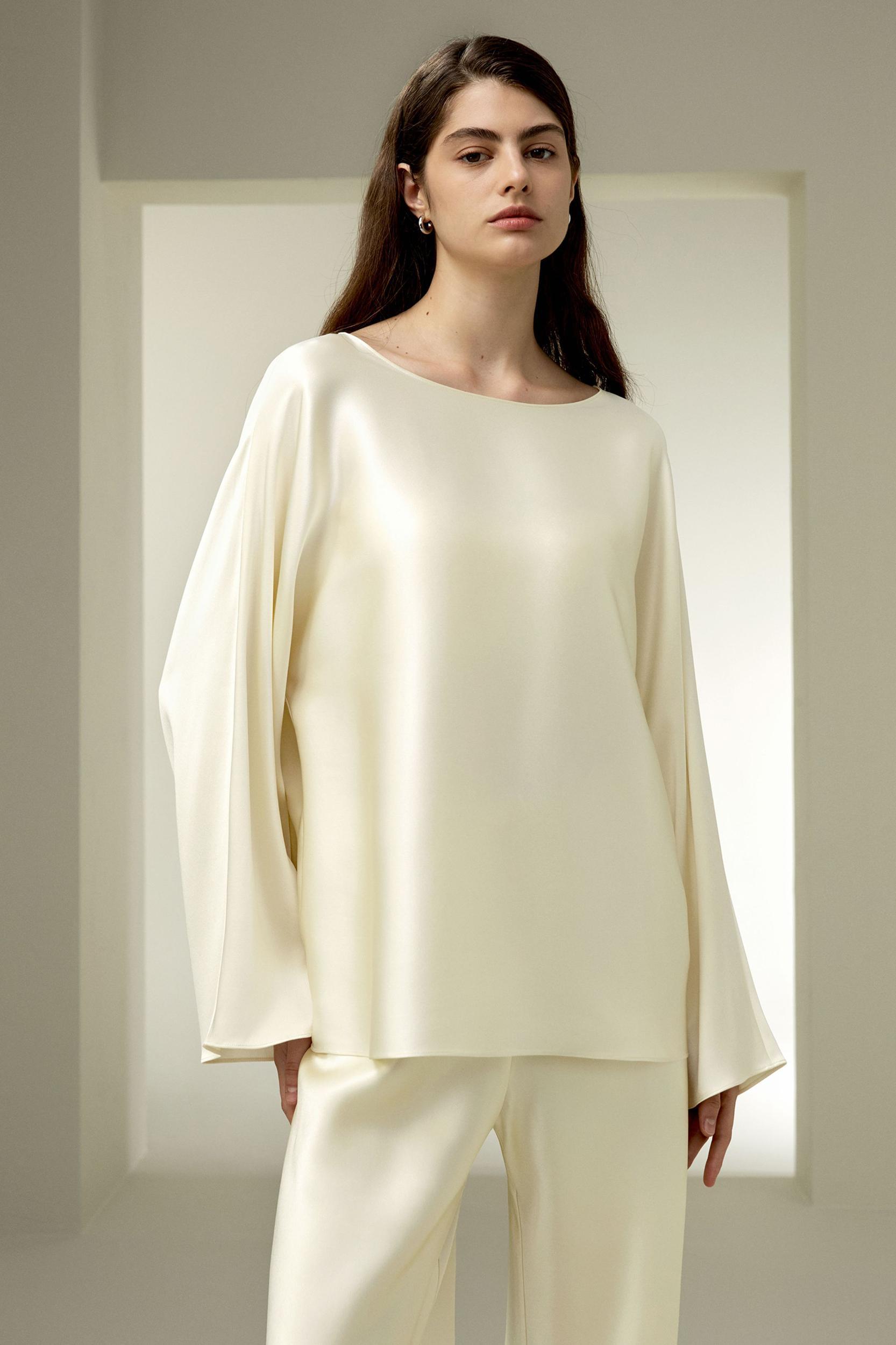 Silk Charmeuse Crewneck blouse Product Image