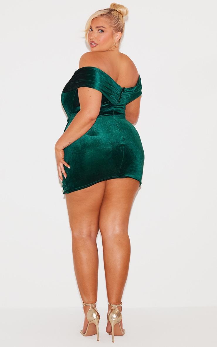 Plus Emerald Green Velour Corset Dress Product Image