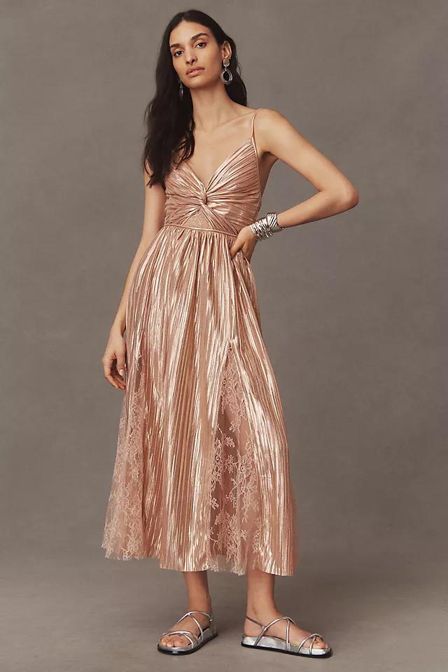 Sabina Musayev Franny Deep-V Satin A-Line Dress Product Image