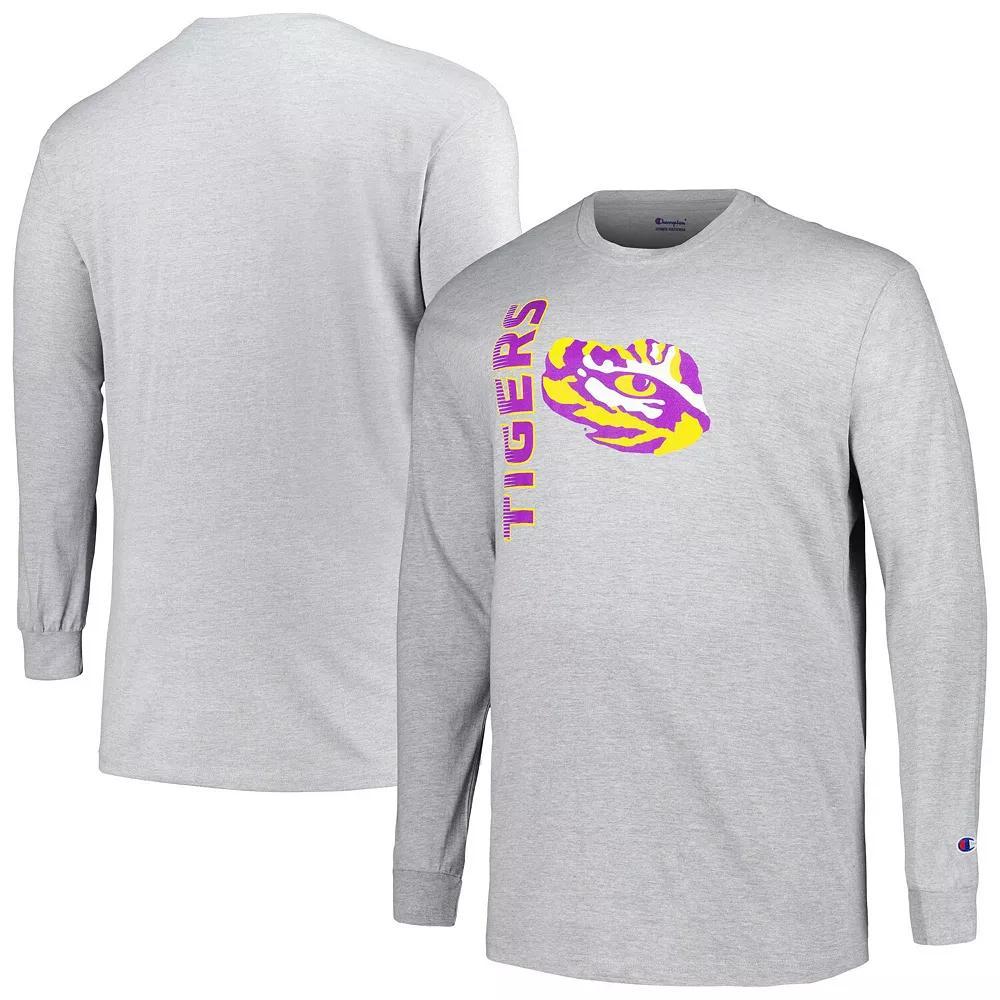 Men's Champion Heather Gray LSU Tigers Big & Tall Mascot Long Sleeve T-Shirt, Size: 3XB, Grey Product Image