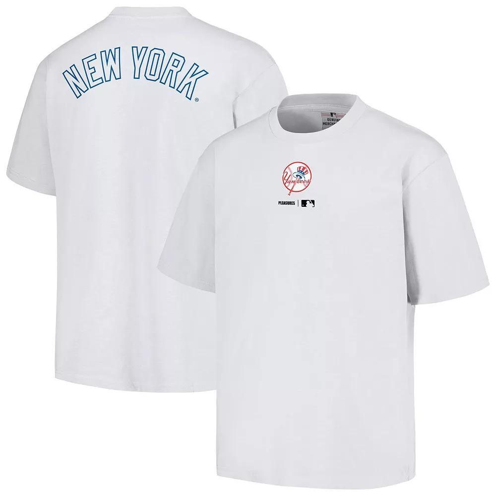 Men's PLEASURES  White New York Yankees Mascot T-Shirt, Size: Medium Product Image