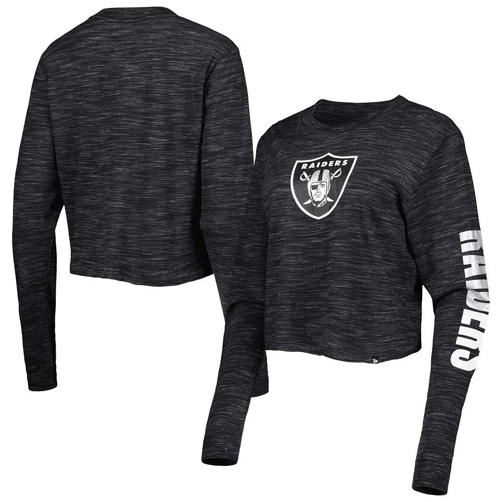 Women's New Era Black Las Vegas Raiders Crop Long Sleeve T-Shirt, Size: 2XL, Lvr Black Product Image