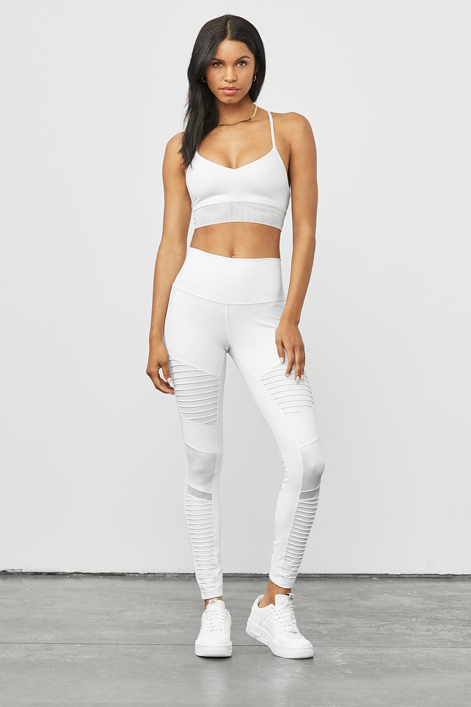 High-Waist Moto Legging - White/White Glossy Product Image