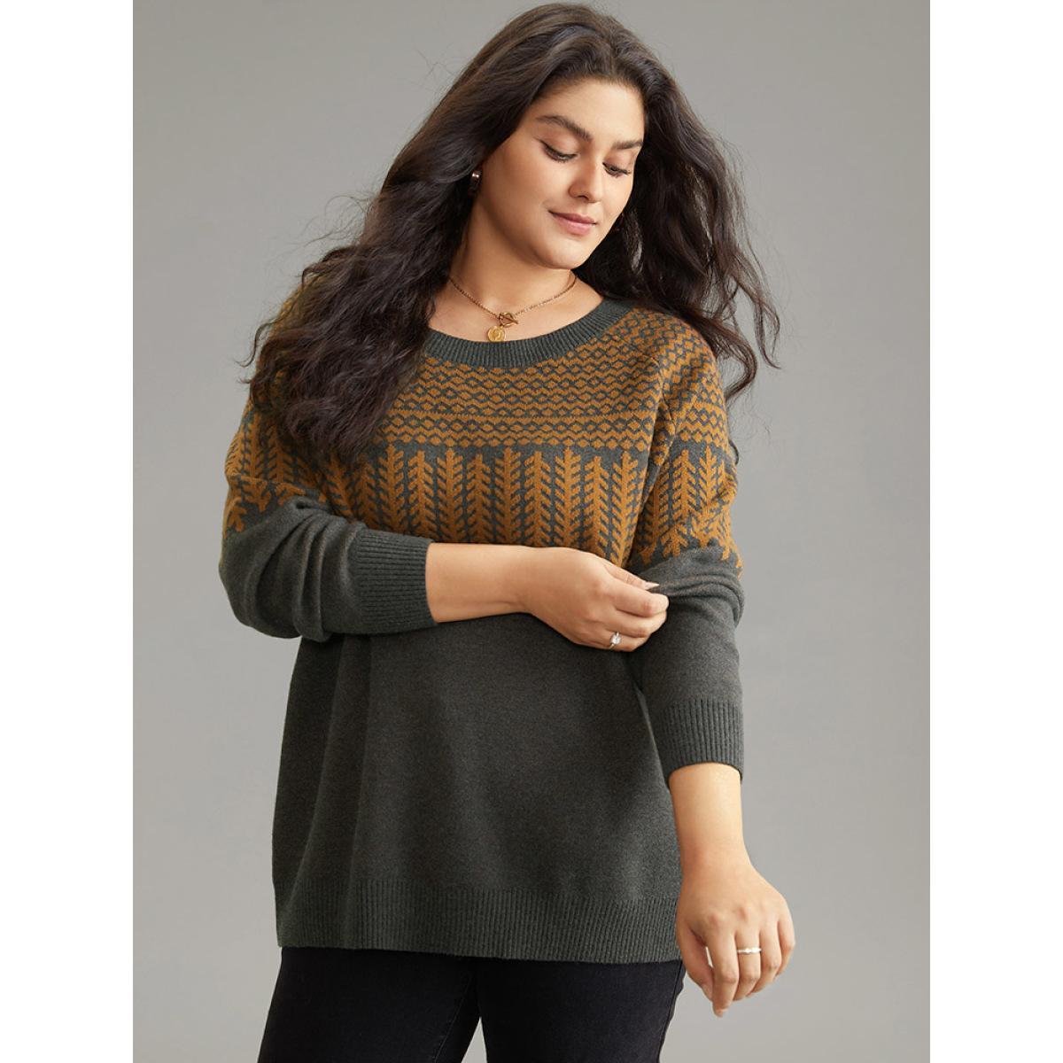 Plus Size Supersoft Essentials Graphic Raglan Sleeve Pullover DimGray Women Casual Loose Long Sleeve Round Neck Dailywear Pullovers BloomChic 30/6X Product Image